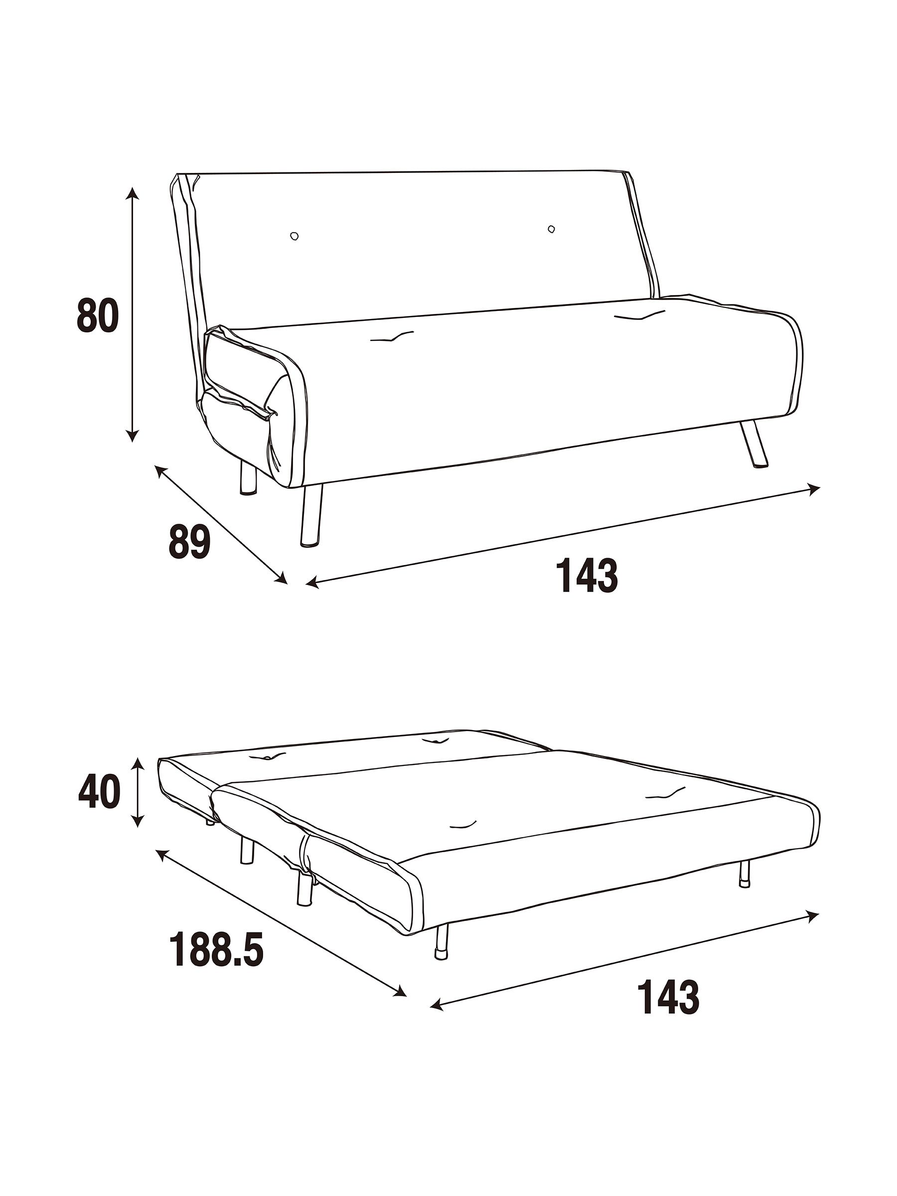 Large Haru 2 Seater Sofa Bed in Off White Pax Boucle - Image 7 of 7