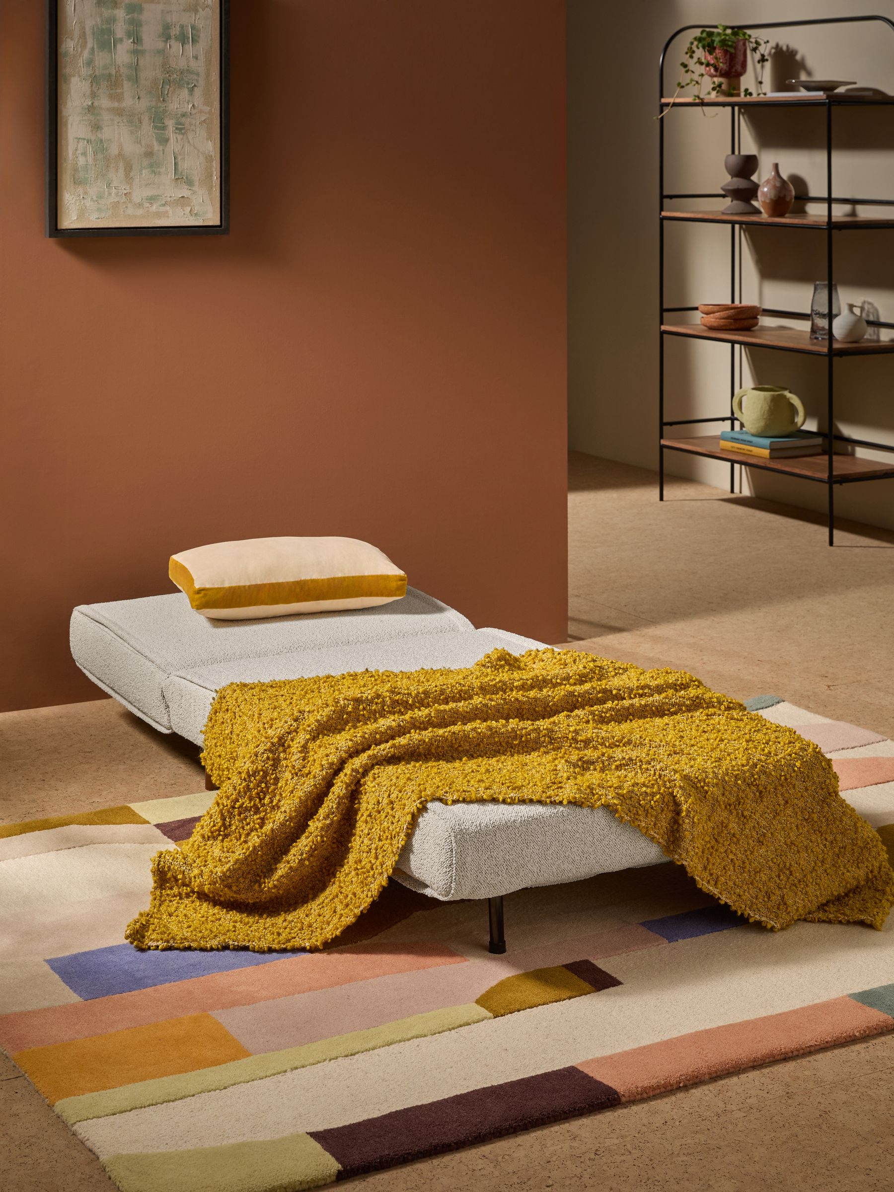 Haru Single 1 Seater Sofa Bed in Off White Natural Pax Boucle - Image 2 of 7