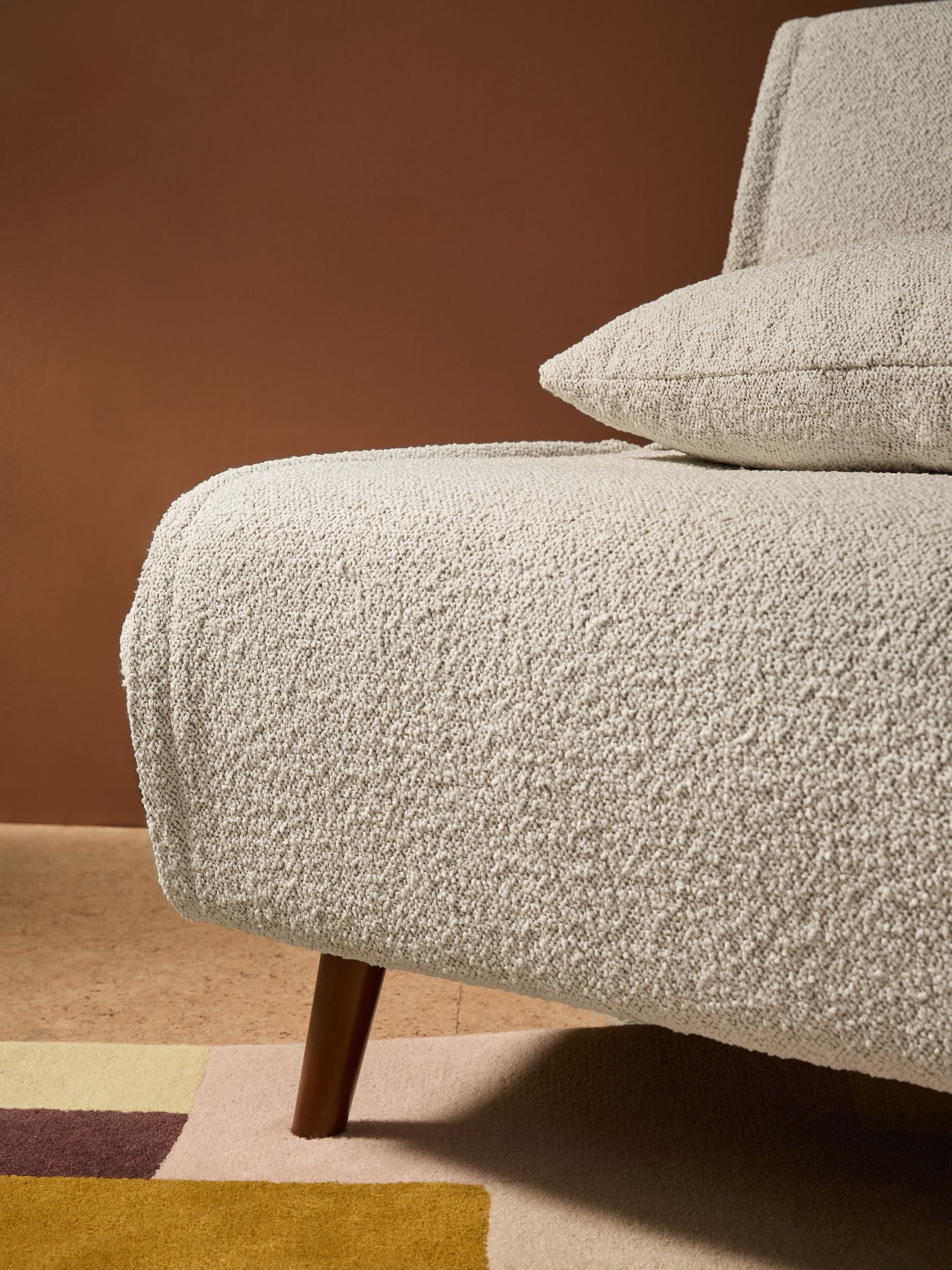 Haru Single 1 Seater Sofa Bed in Off White Natural Pax Boucle - Image 4 of 7