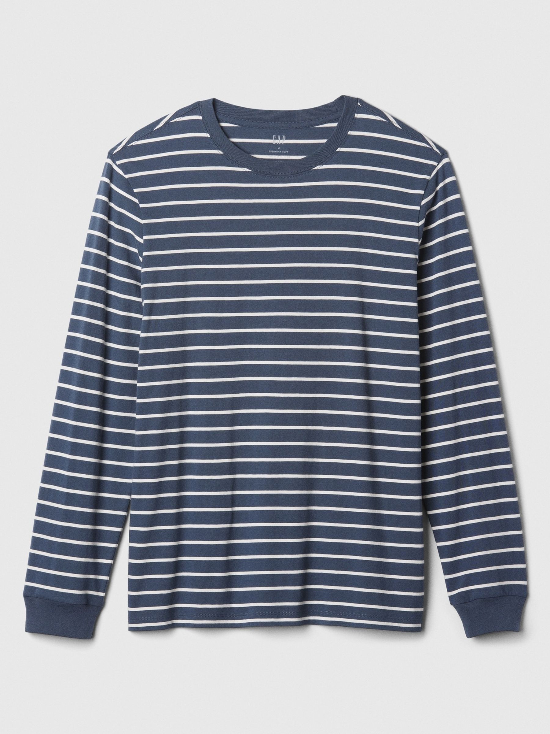 Blue Everyday 100% Cotton Stripe Crew Neck Long Sleeve T-Shirt - Image 4 of 4