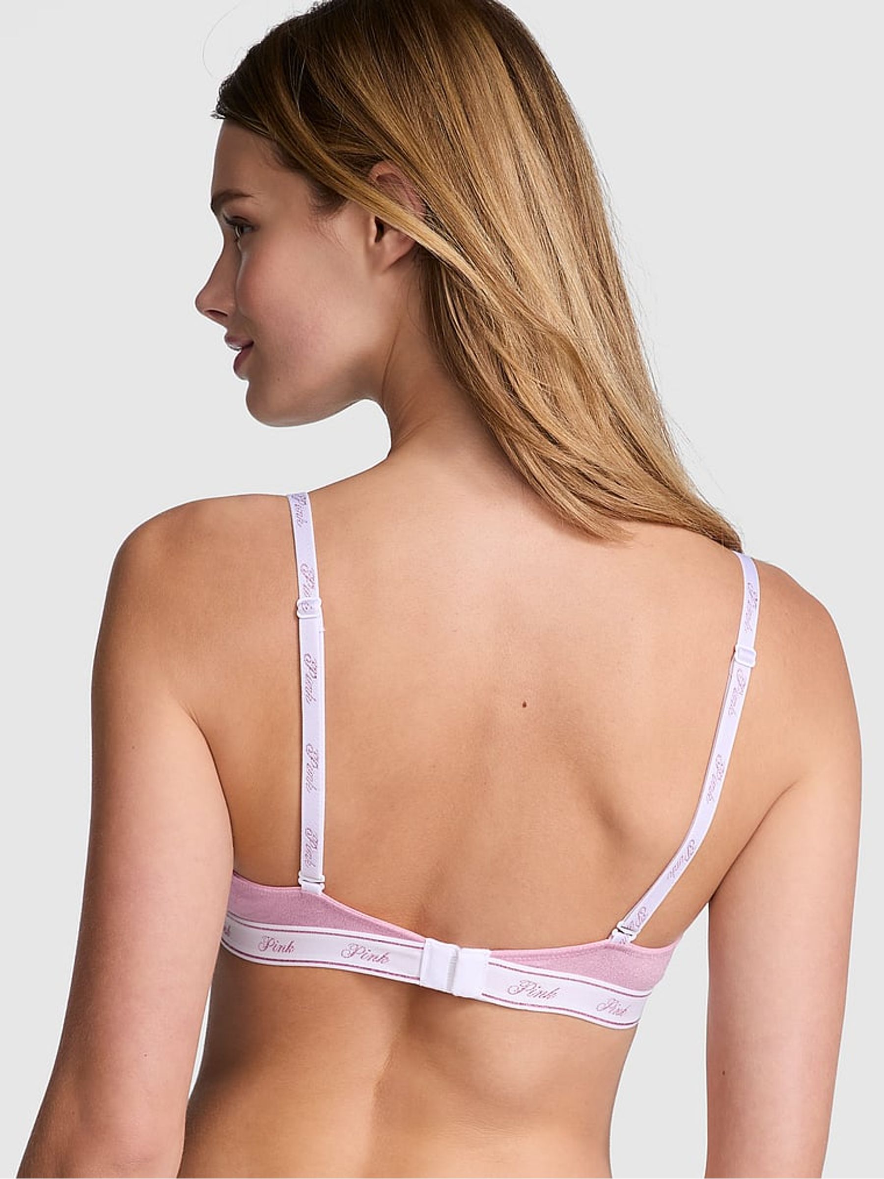 Petal Pink Shine Push Up Cotton Logo Bra - Image 2 of 4
