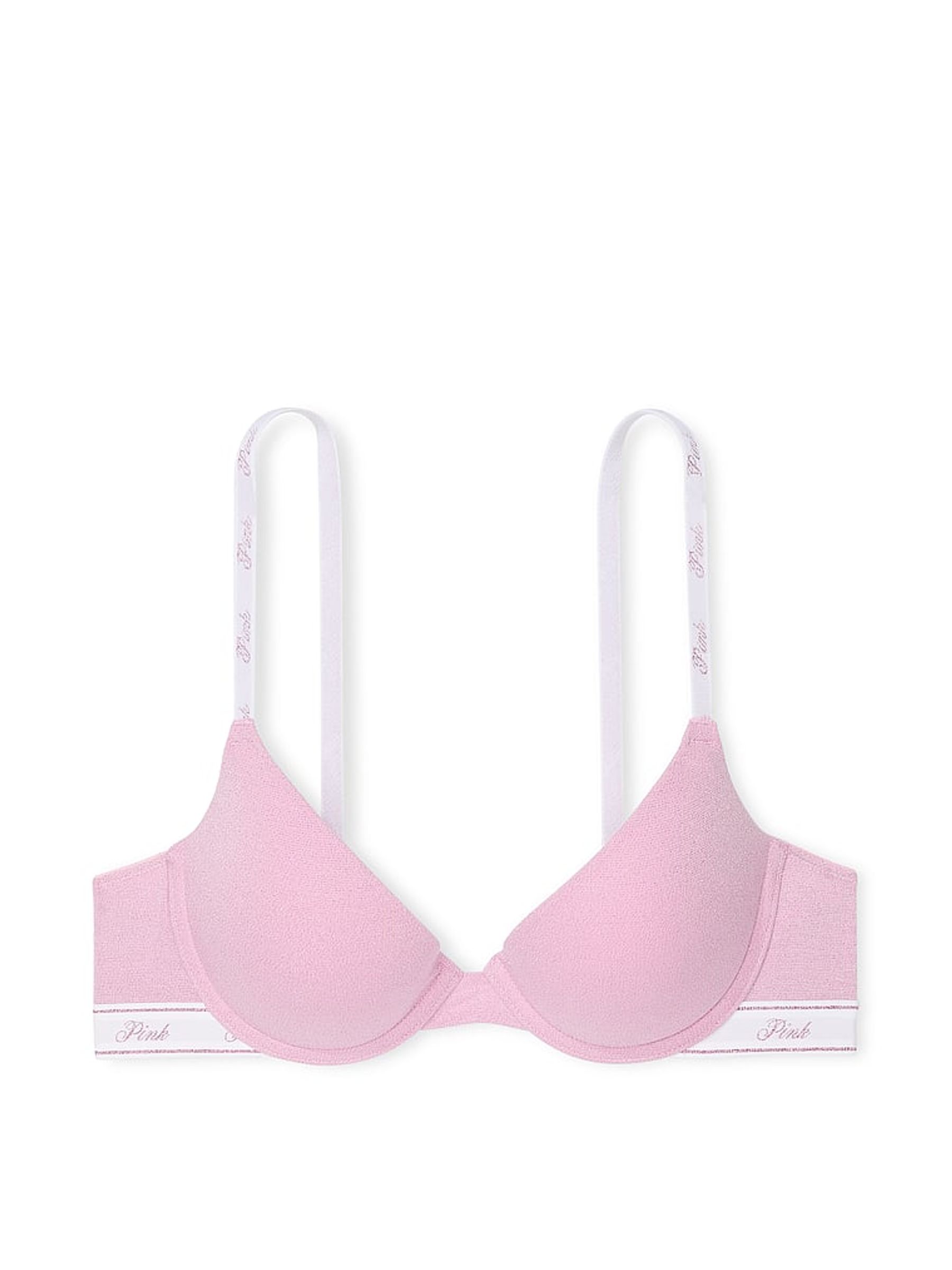 Petal Pink Shine Push Up Cotton Logo Bra - Image 3 of 4