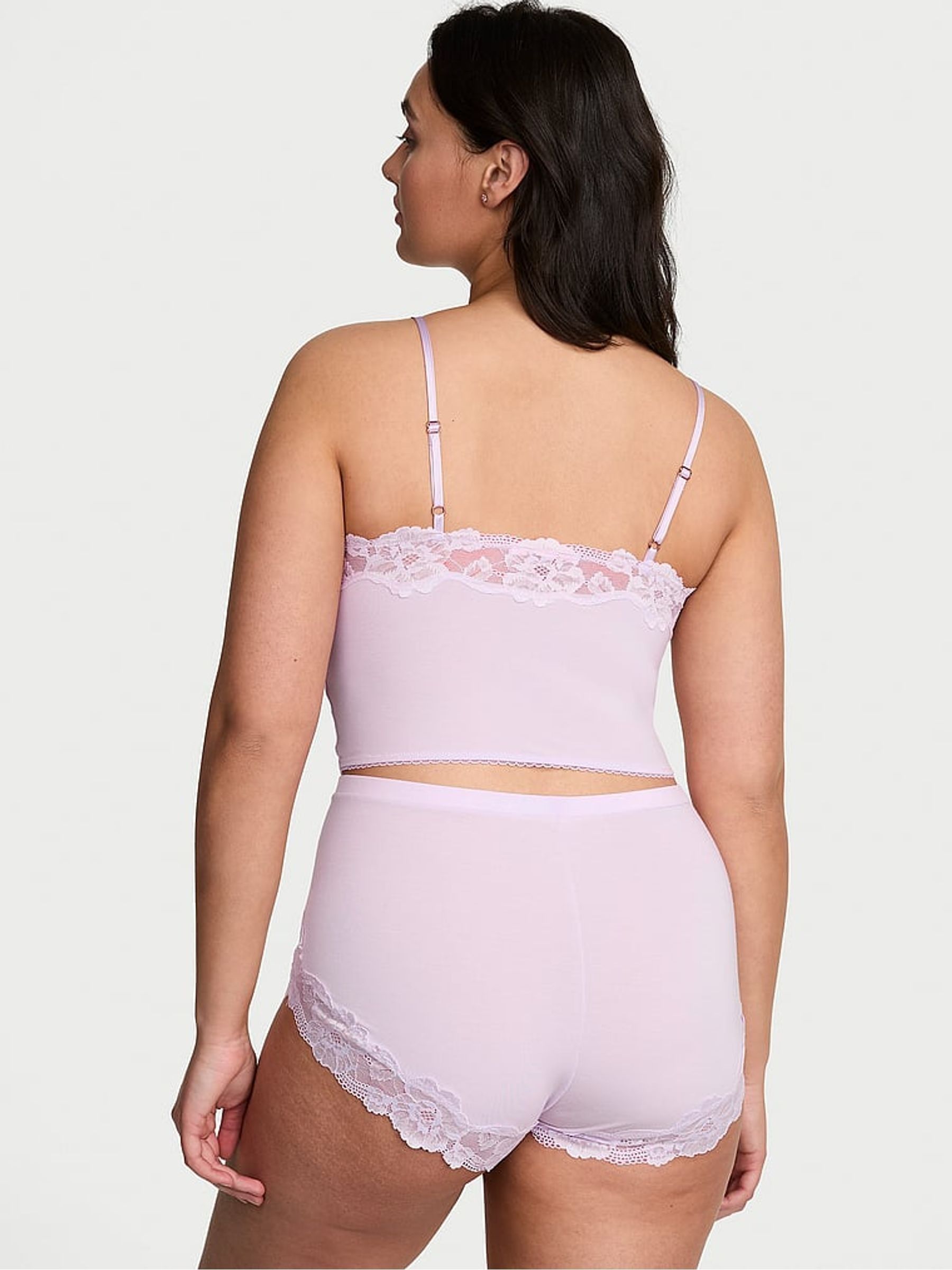 Delicate Violet Purple Straight Neck Modal Cami Set - Image 2 of 3