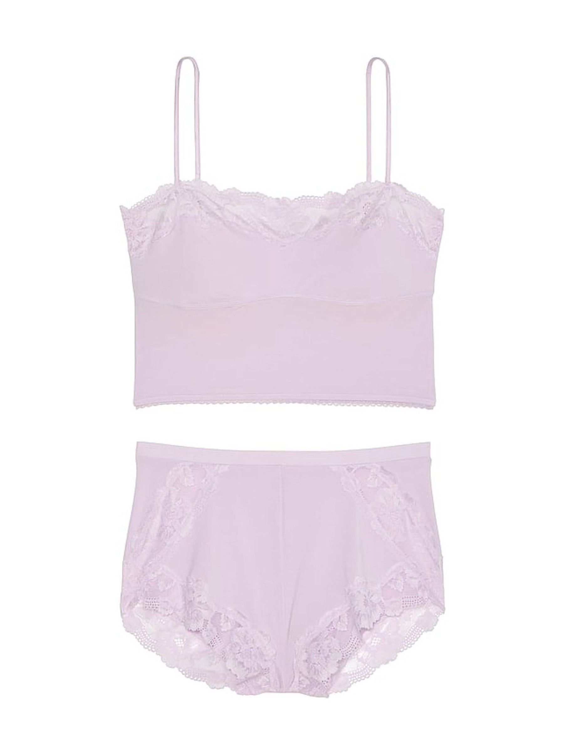 Delicate Violet Purple Straight Neck Modal Cami Set - Image 3 of 3