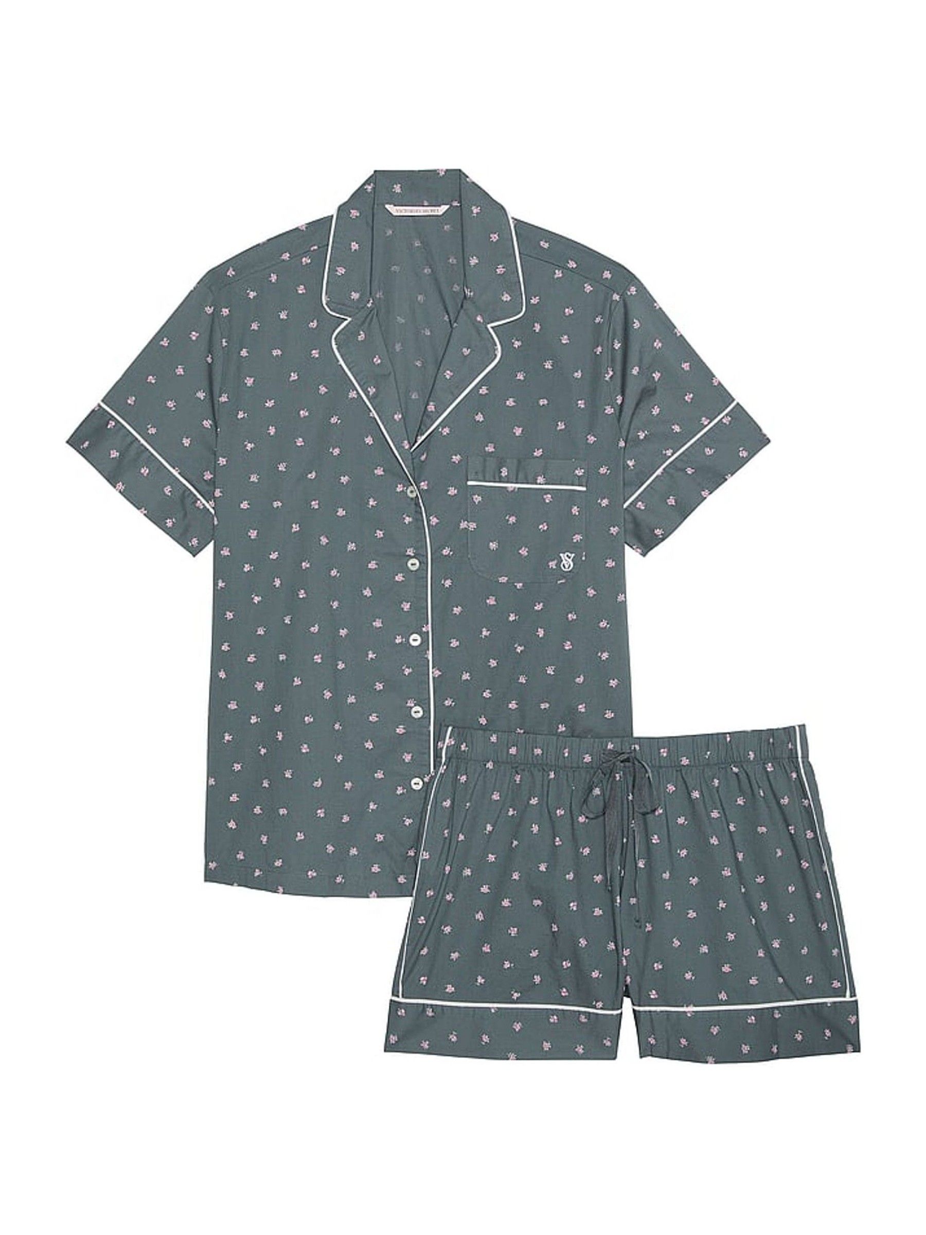 Steel Grey Flowers Cotton Short Pyjama Set - Image 3 of 3