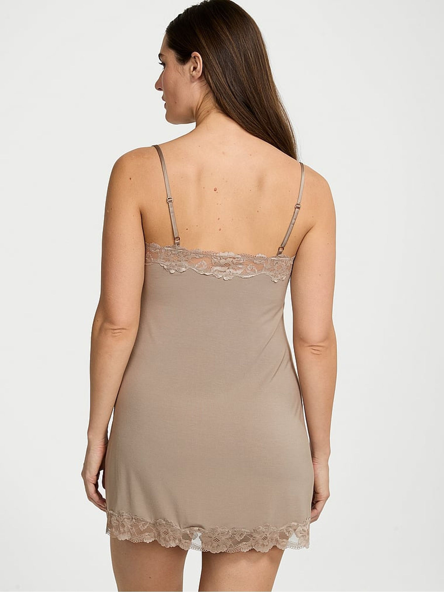 Turtle Dove Grey Modal Straight Neck Slip Dress - Image 2 of 3