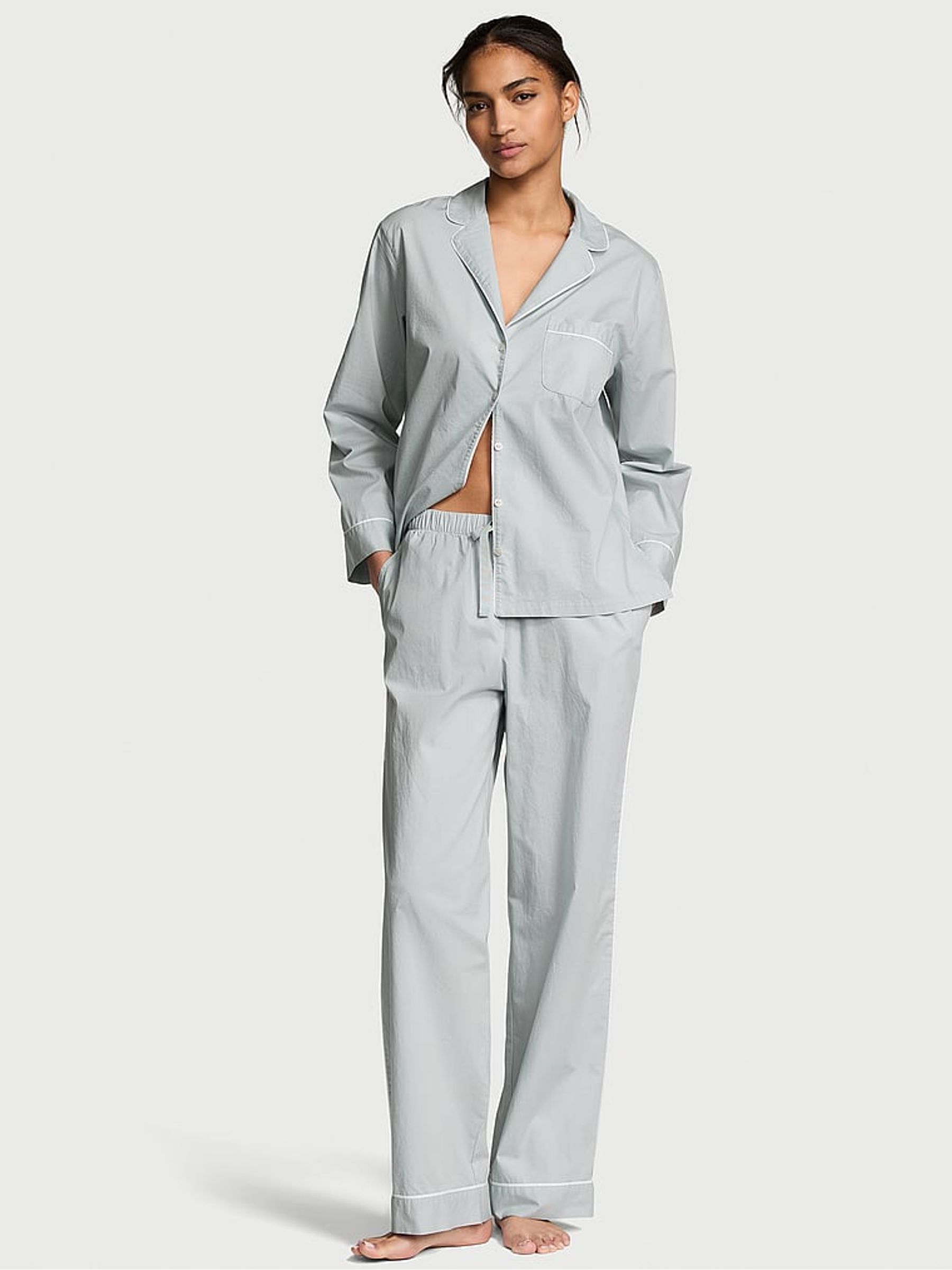 Grey Fog Cotton Long Pyjama Set Victoria's Secret Ireland