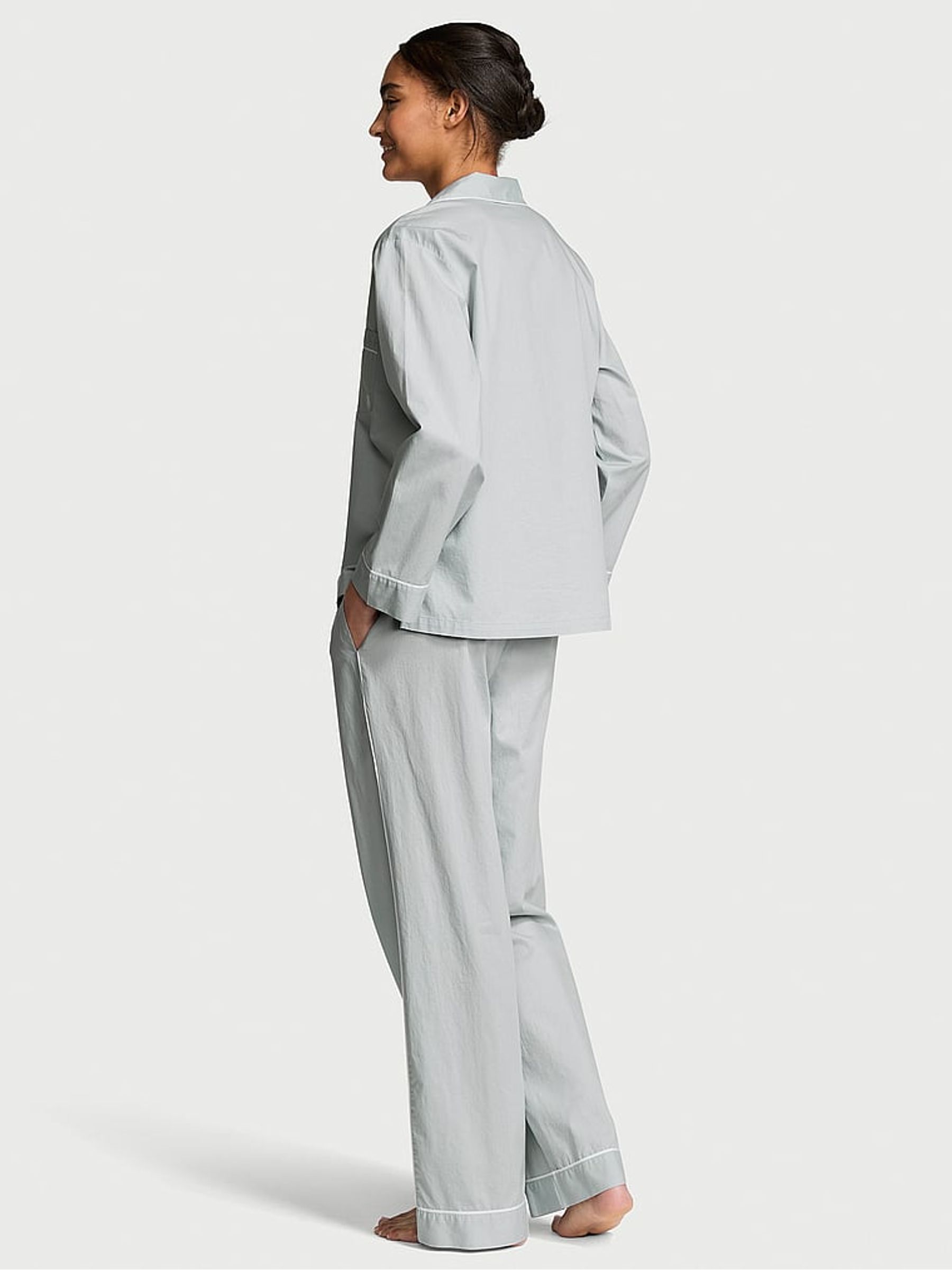 Grey Fog Cotton Long Pyjama Set - Image 2 of 2
