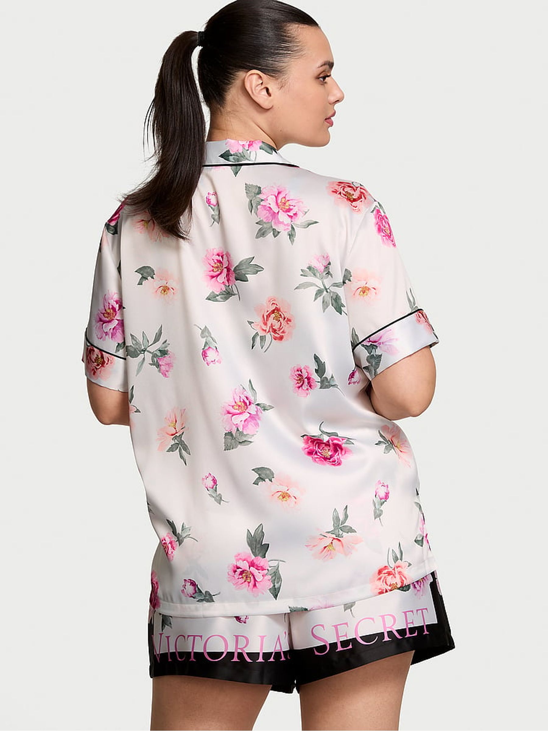 Coconut White Floral Satin Short Pyjama Set - Image 2 of 3