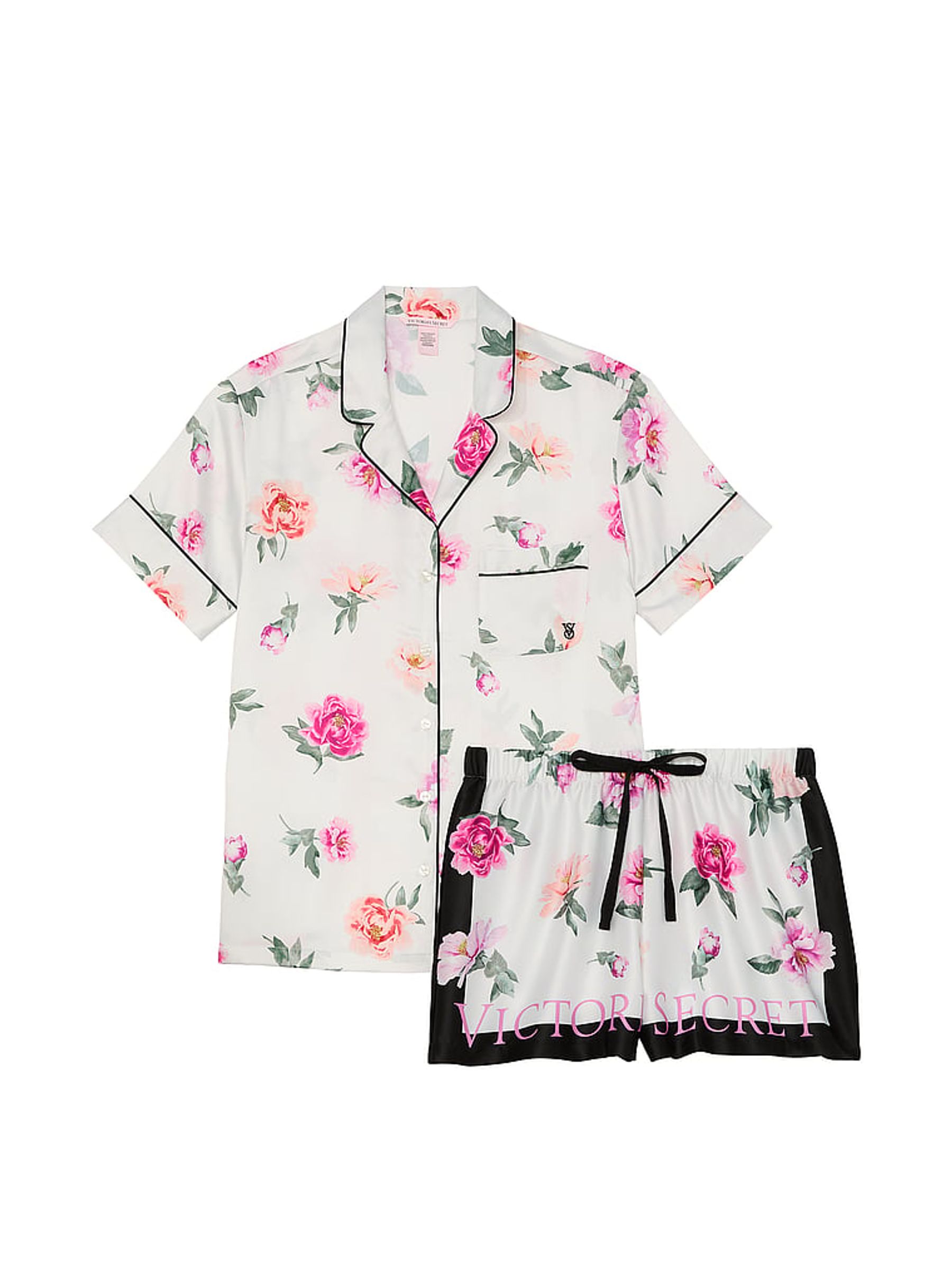 Coconut White Floral Satin Short Pyjama Set - Image 3 of 3