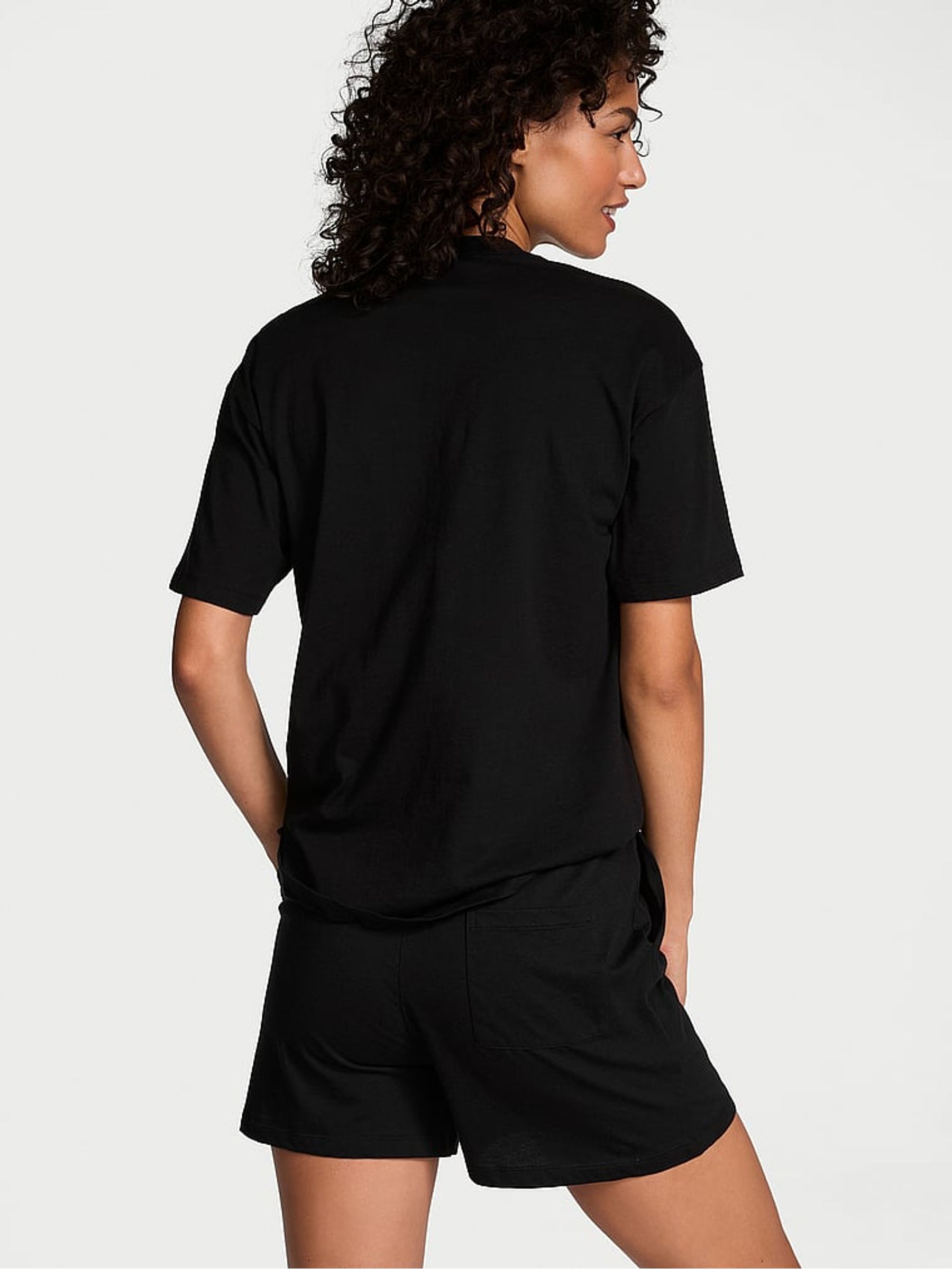 Black Short Cotton Pyjama Set - Image 2 of 3