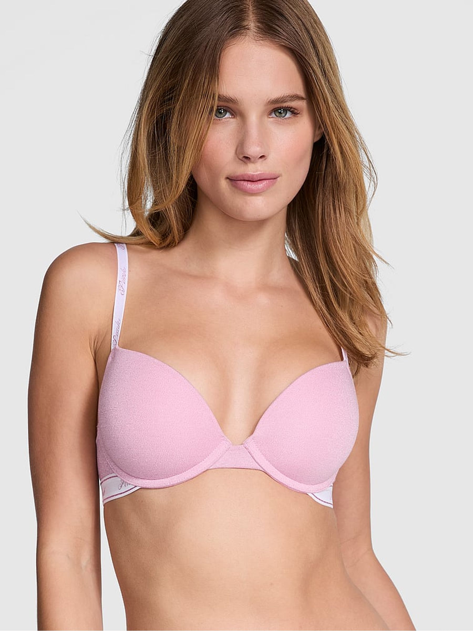 Petal Pink Shine Super Push Up Cotton Logo Bra - Image 1 of 4