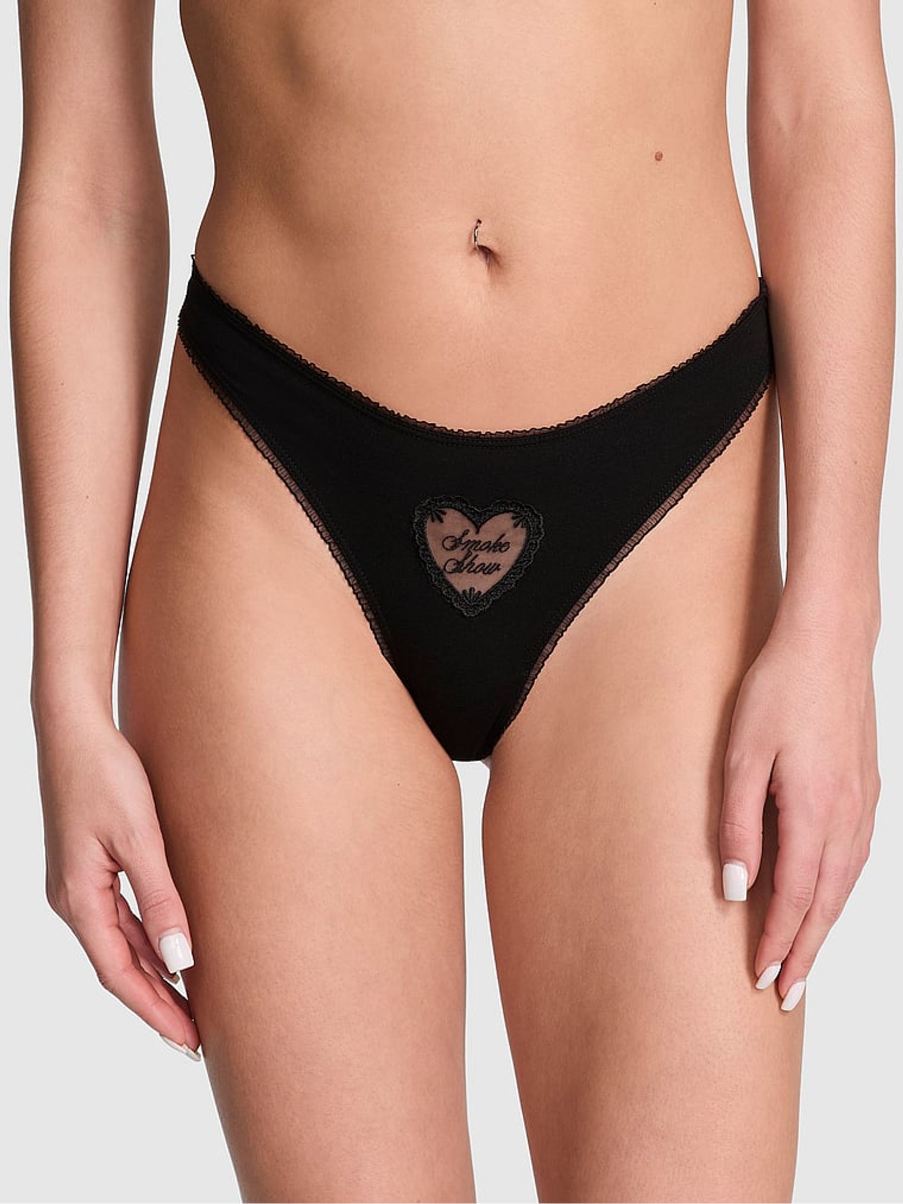 Black Thong Cotton Knickers - Image 1 of 3
