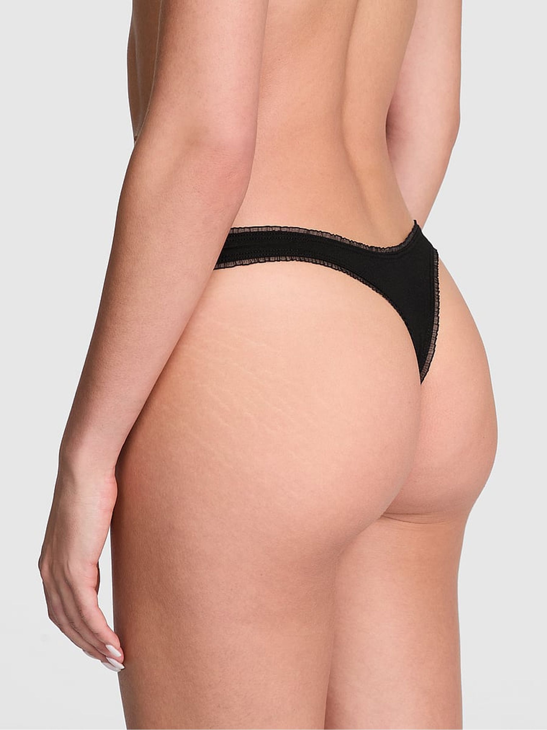 Black Thong Cotton Knickers - Image 2 of 3 Black Thong Cotton Knickers - Image 2 of 3