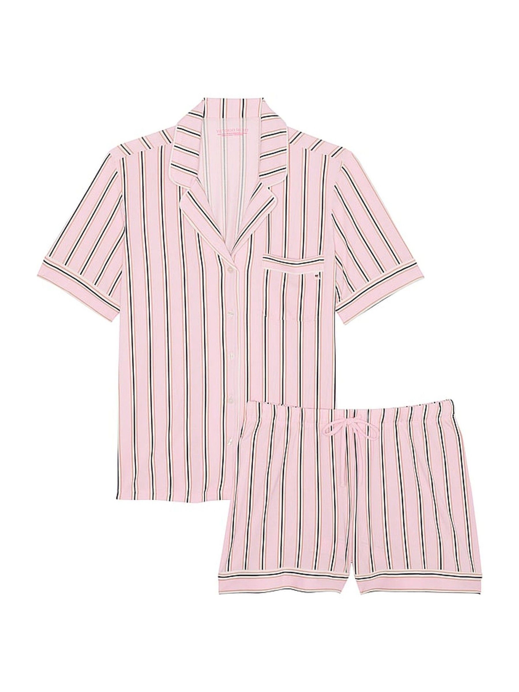 Pretty Blossom Variegated Stripe Pink Modal Short Pyjama Set - Image 3 of 3