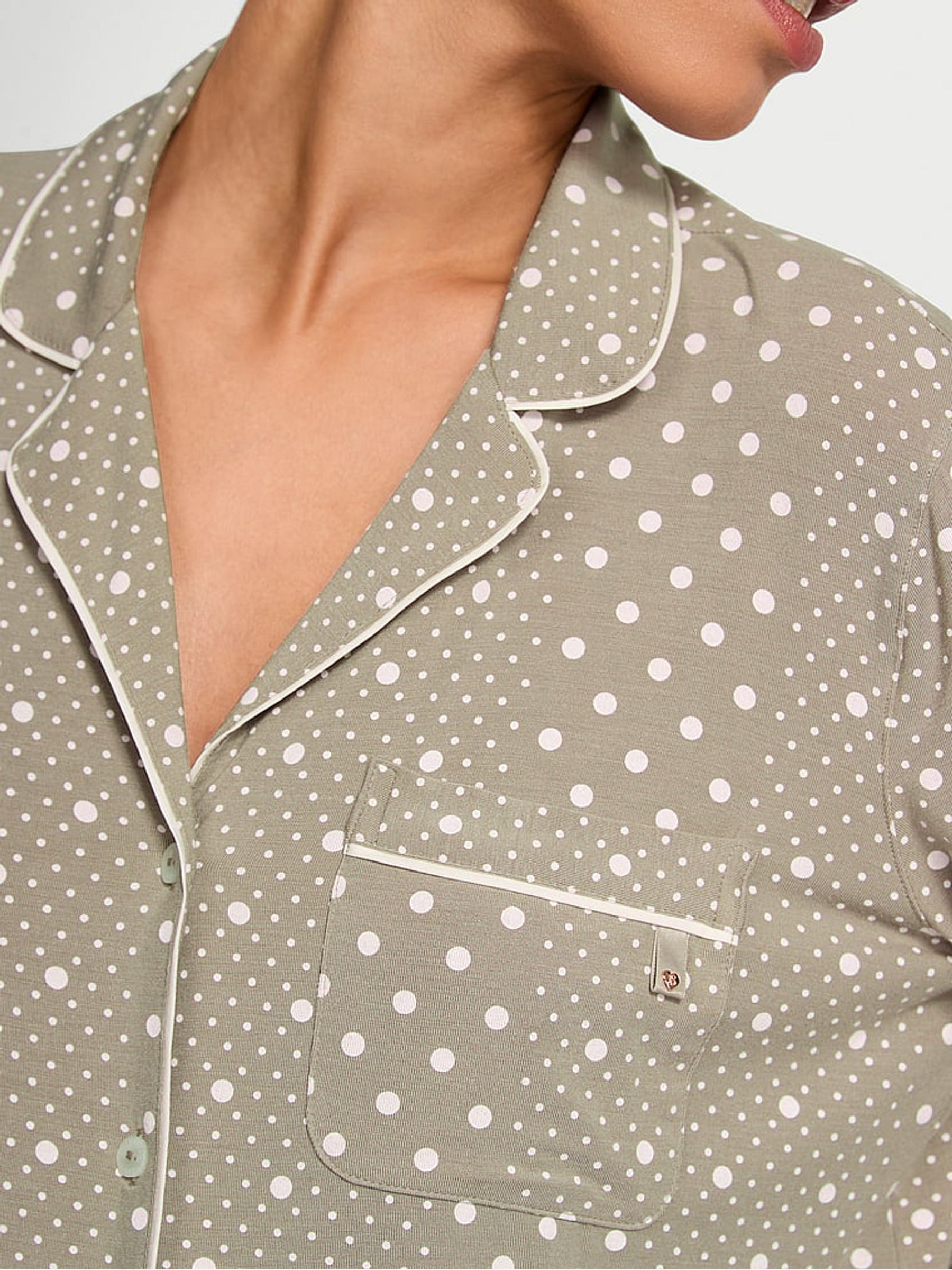 Turtle Dove Grey Dots Modal Long Pyjama Set - Image 3 of 3