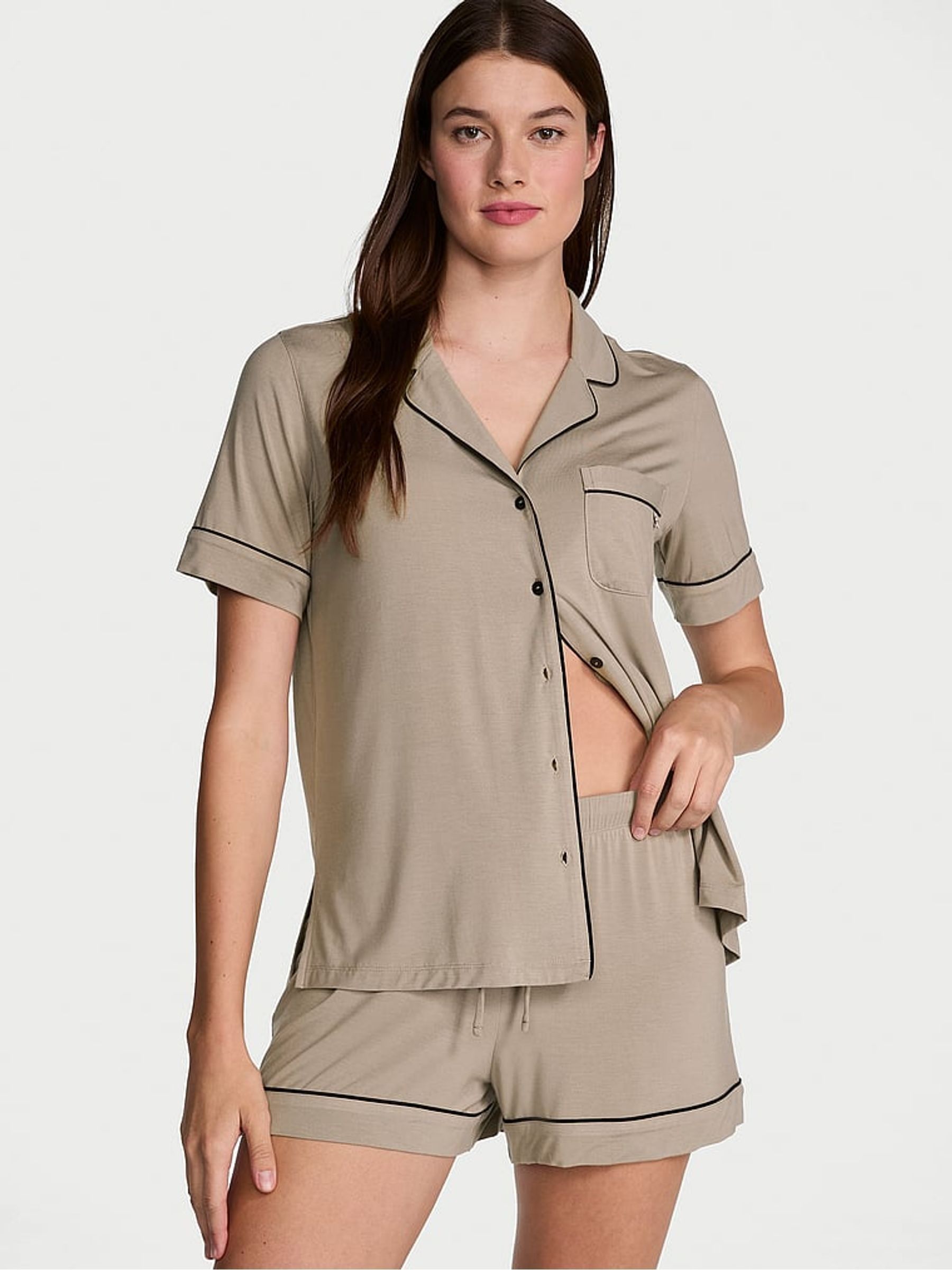 Turtle Dove Grey Modal Short Pyjama Set - Image 1 of 2