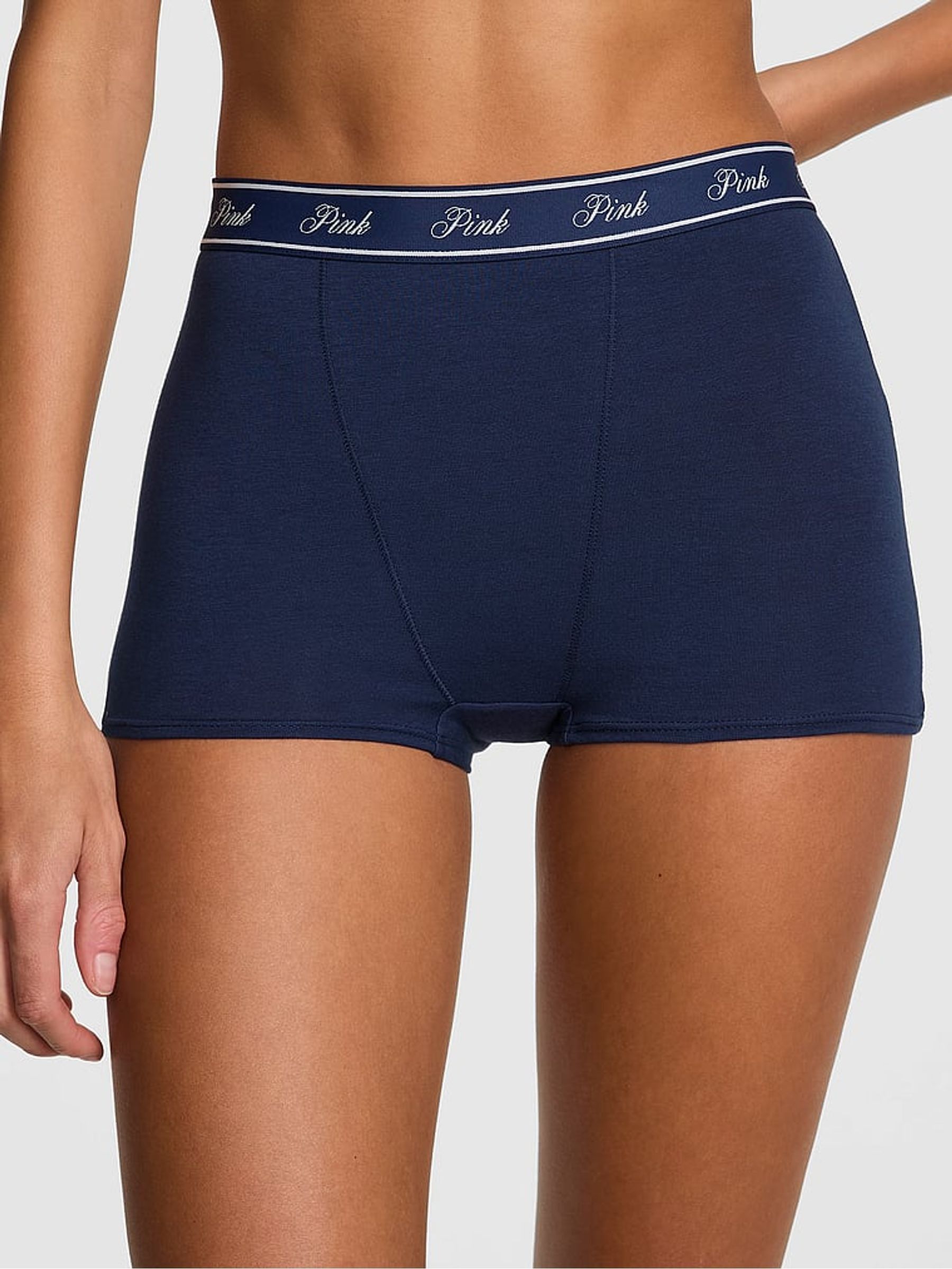 Midnight Navy Blue High Waist Cotton Logo Knickers - Image 1 of 3