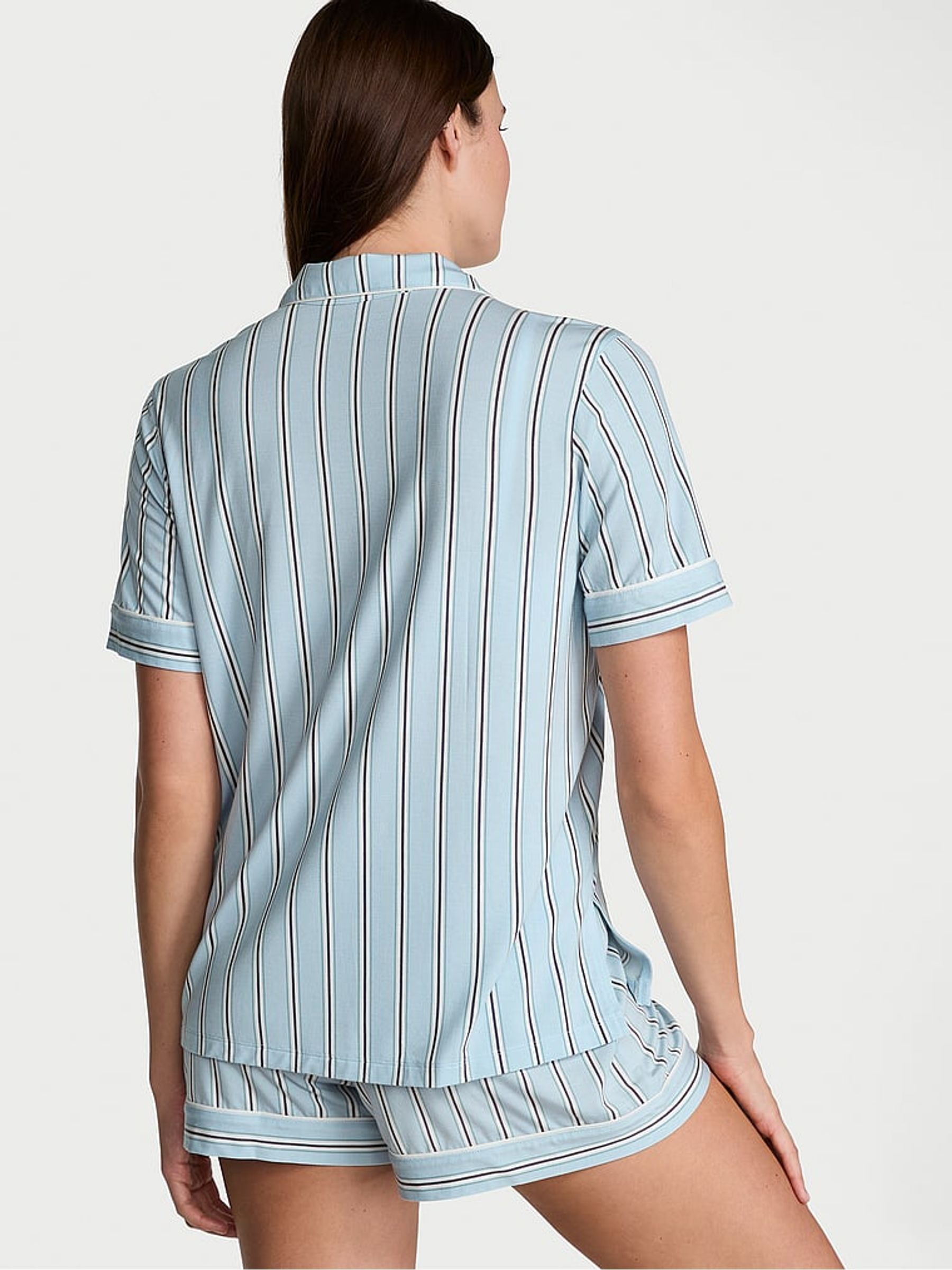 Blue Variegated Stripe Modal Short Pyjama Set - Image 2 of 2