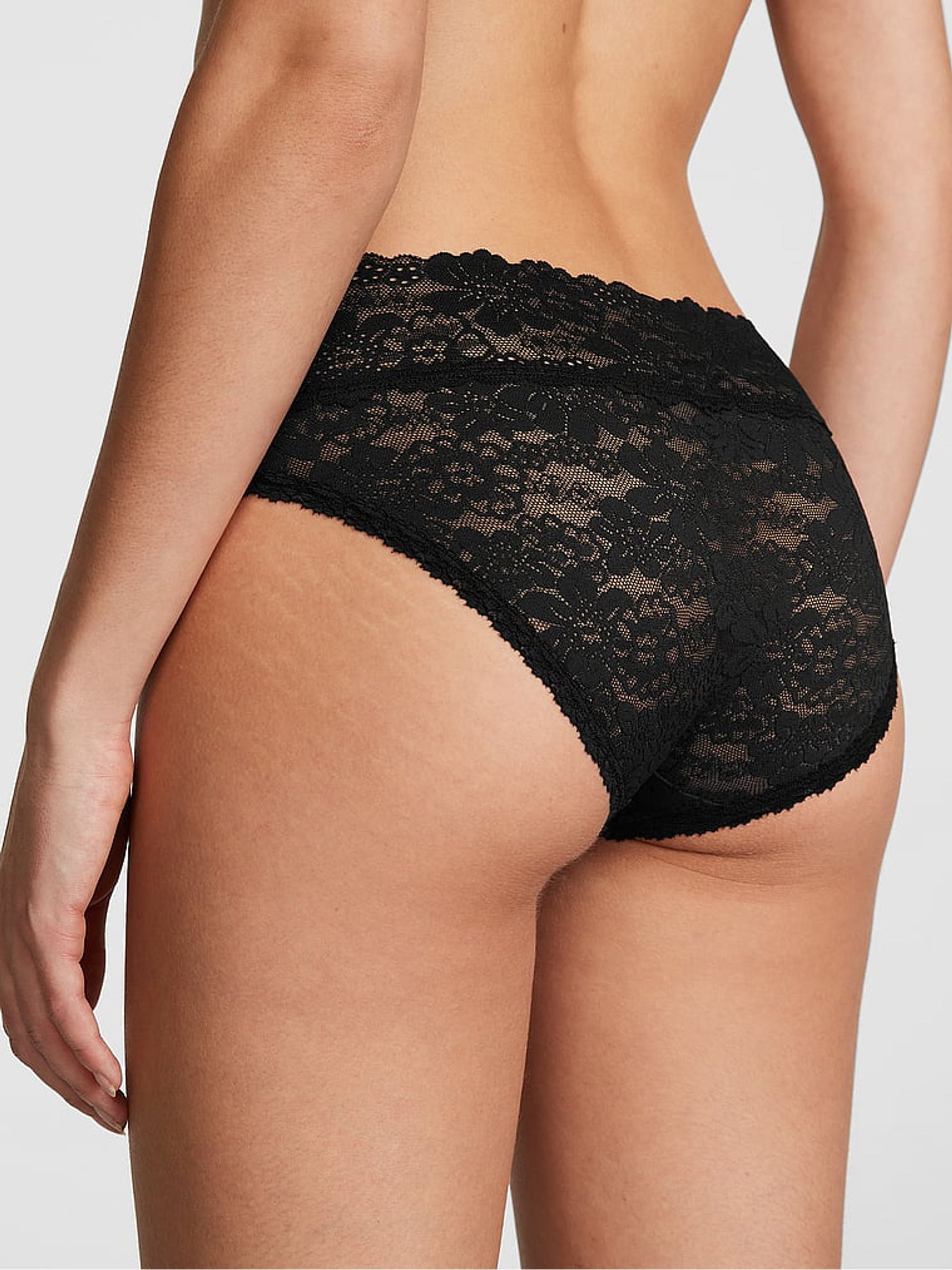 Pure Black Hipster Floral Lace Knickers - Image 2 of 3