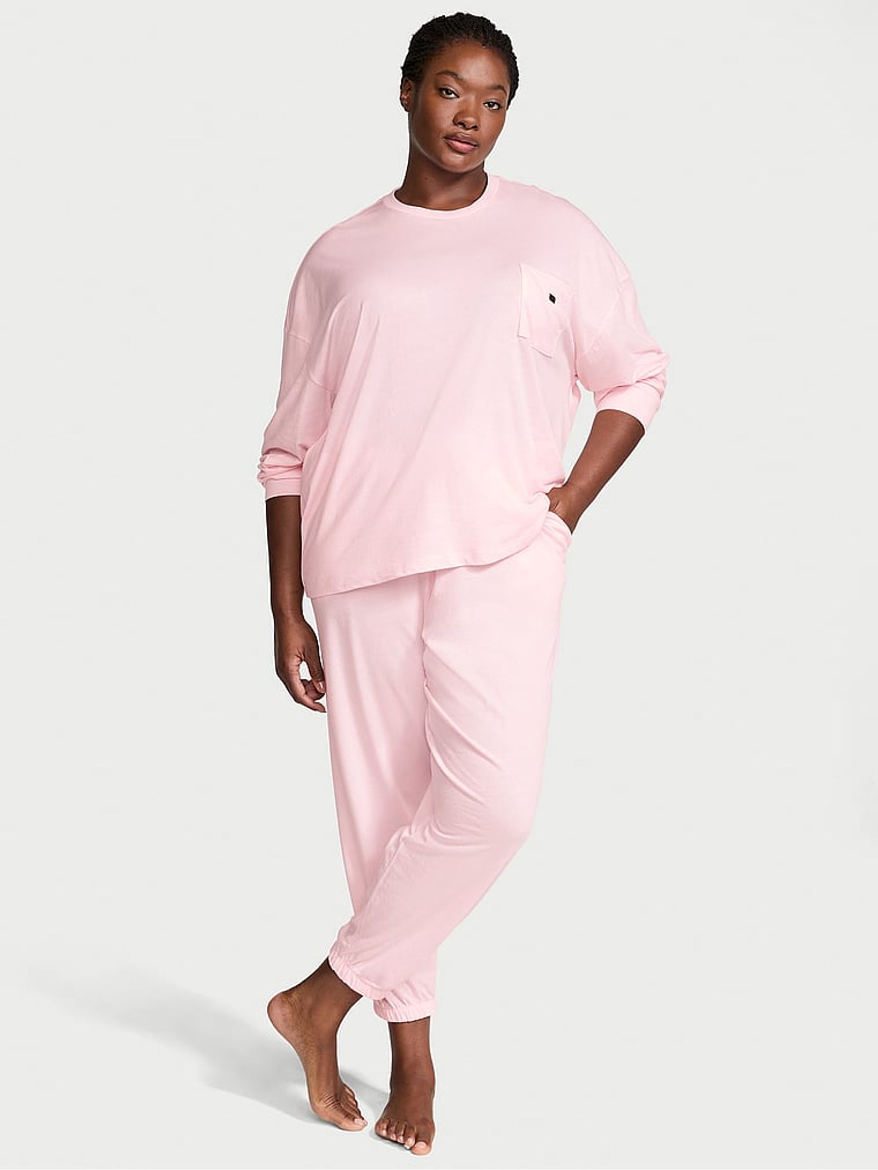 Angel Pink Trouser Cotton Pyjama Set - Image 1 of 3