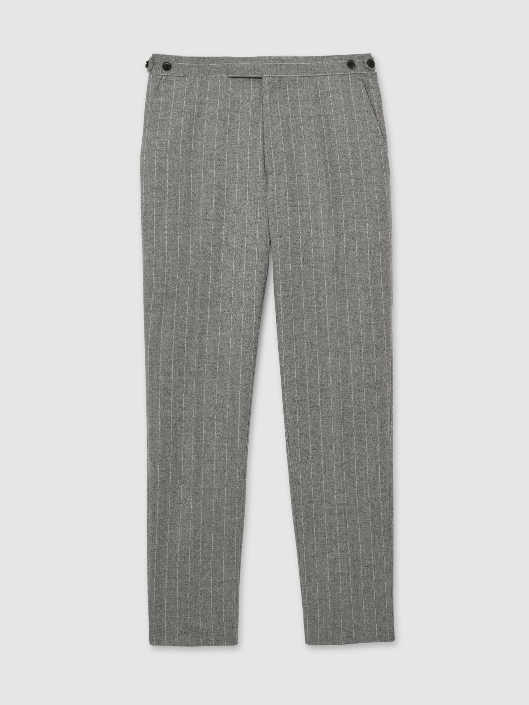 Slim-Fit Pinstripe Suit Trousers in Soft Grey - Image 3 of 8