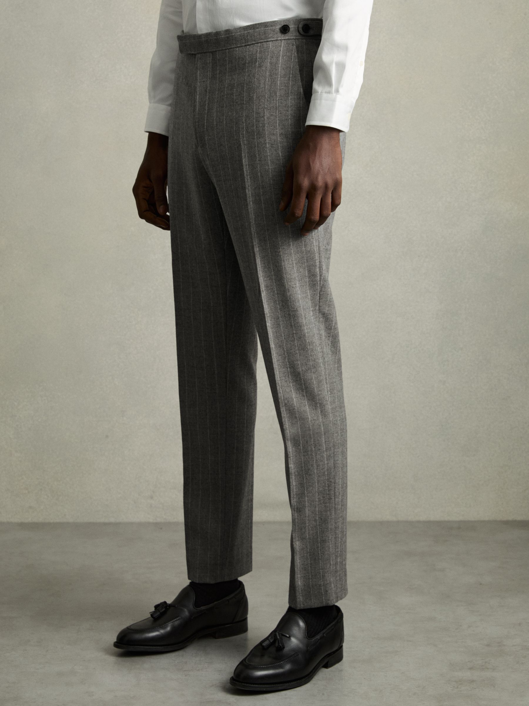 Slim-Fit Pinstripe Suit Trousers in Soft Grey - Image 4 of 8