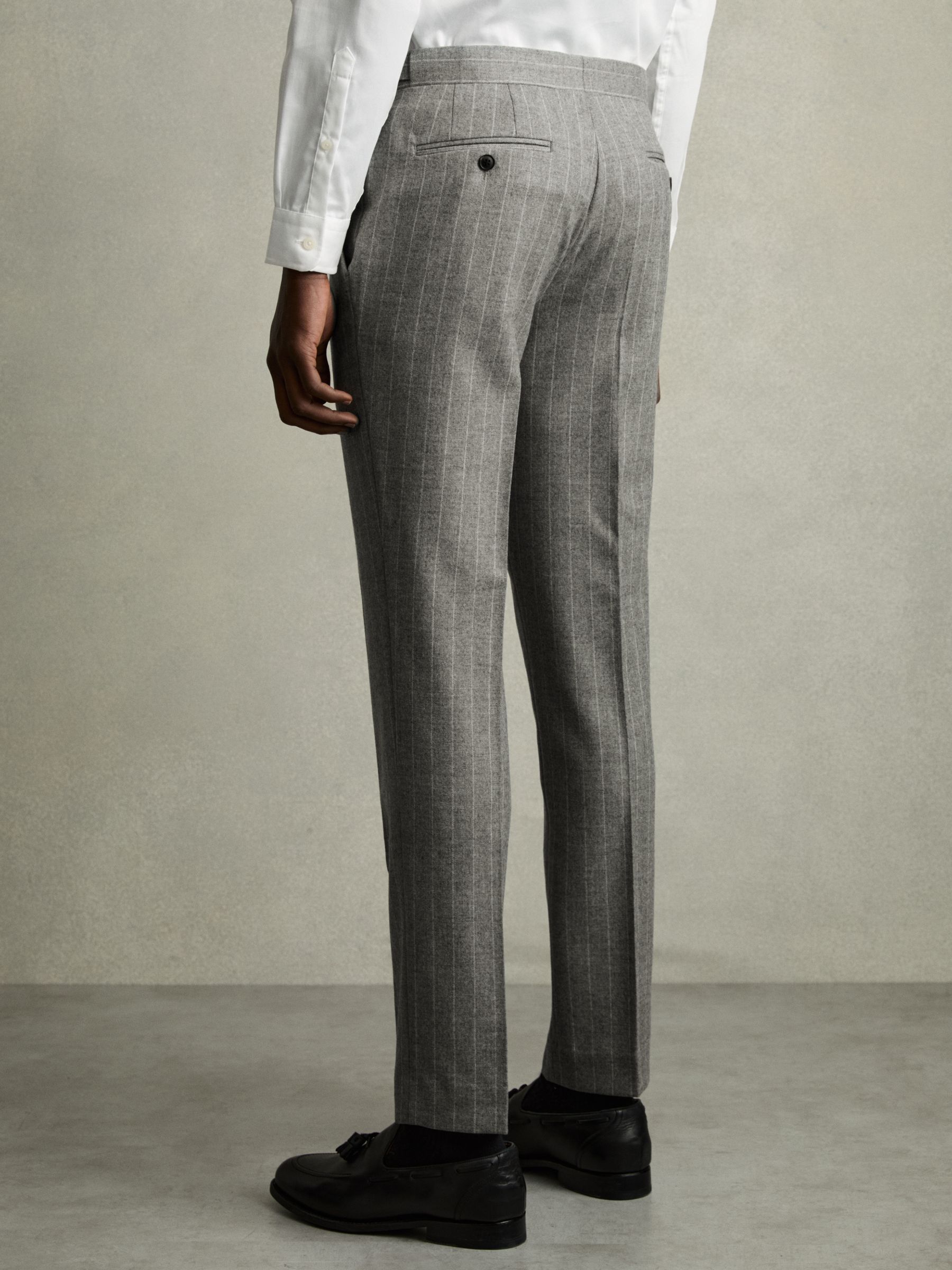 Slim-Fit Pinstripe Suit Trousers in Soft Grey - Image 7 of 8