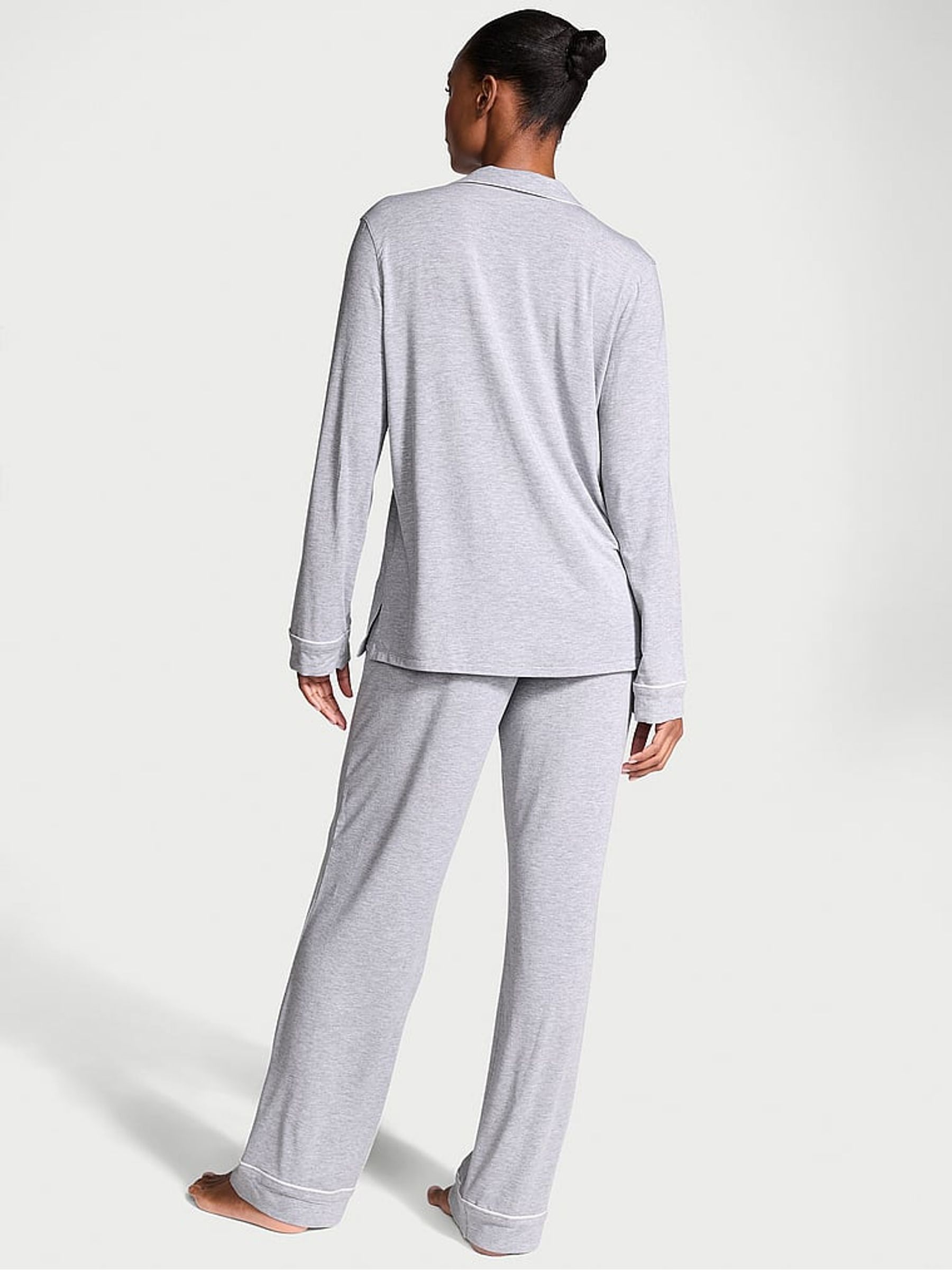 Medium Heather Grey Modal Long Pyjama Set - Image 2 of 3