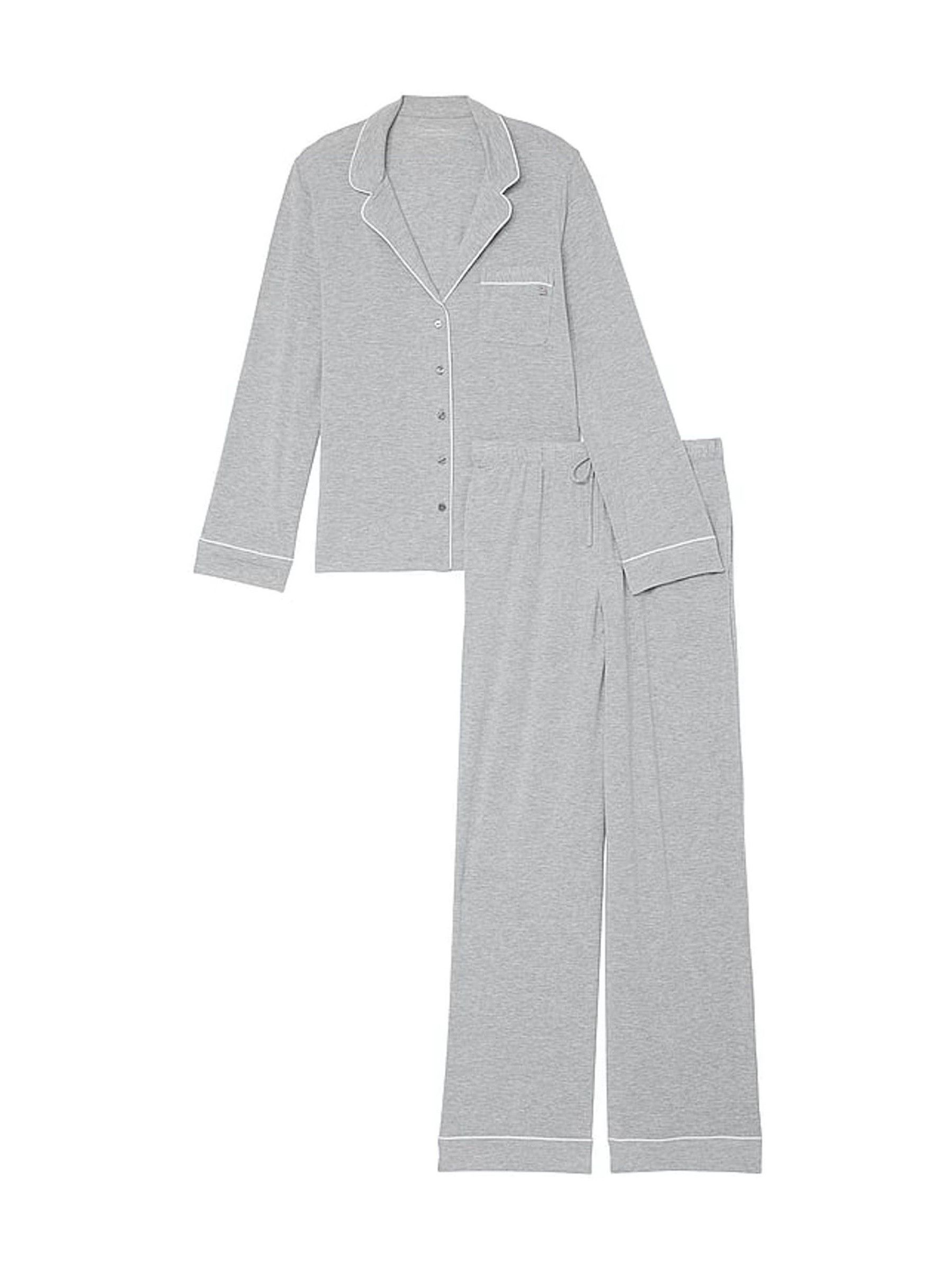 Medium Heather Grey Modal Long Pyjama Set - Image 3 of 3