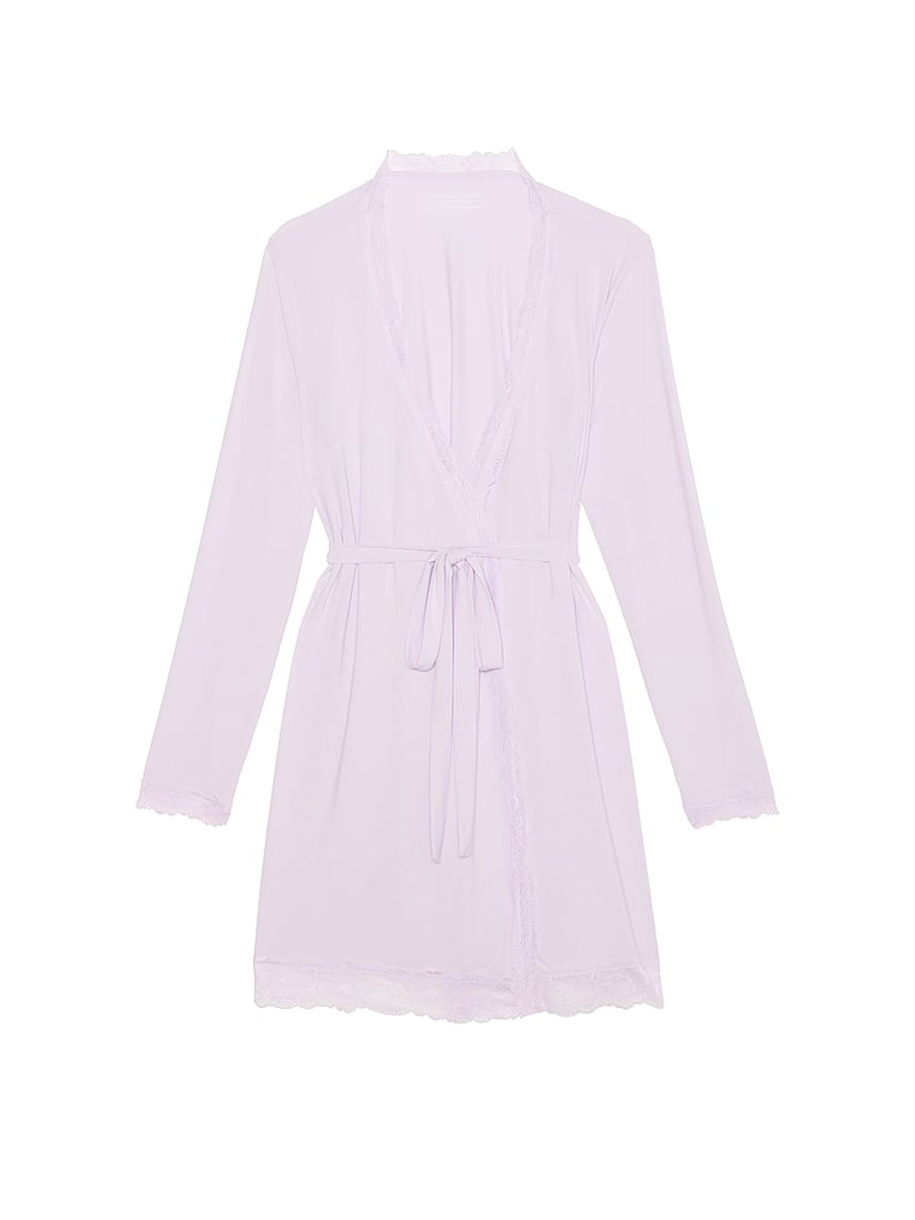 Delicate Violet Purple Modal Lace Trim Robe - Image 3 of 3