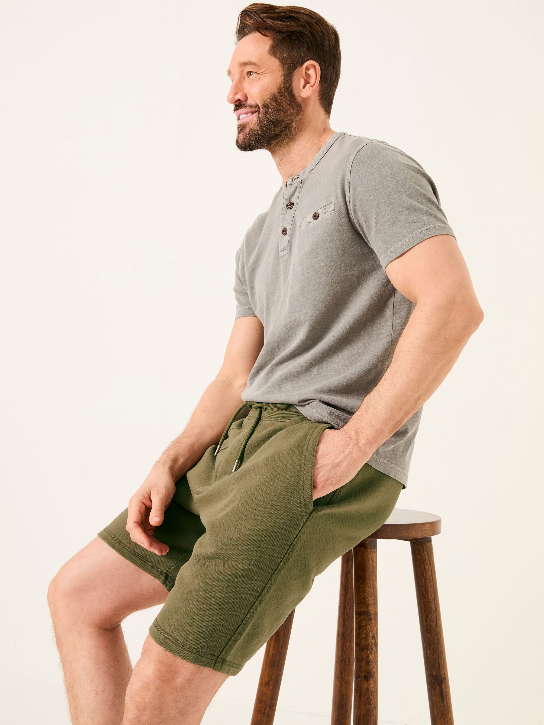 Cambourne Khaki Green Sweat Short - Image 4 of 5