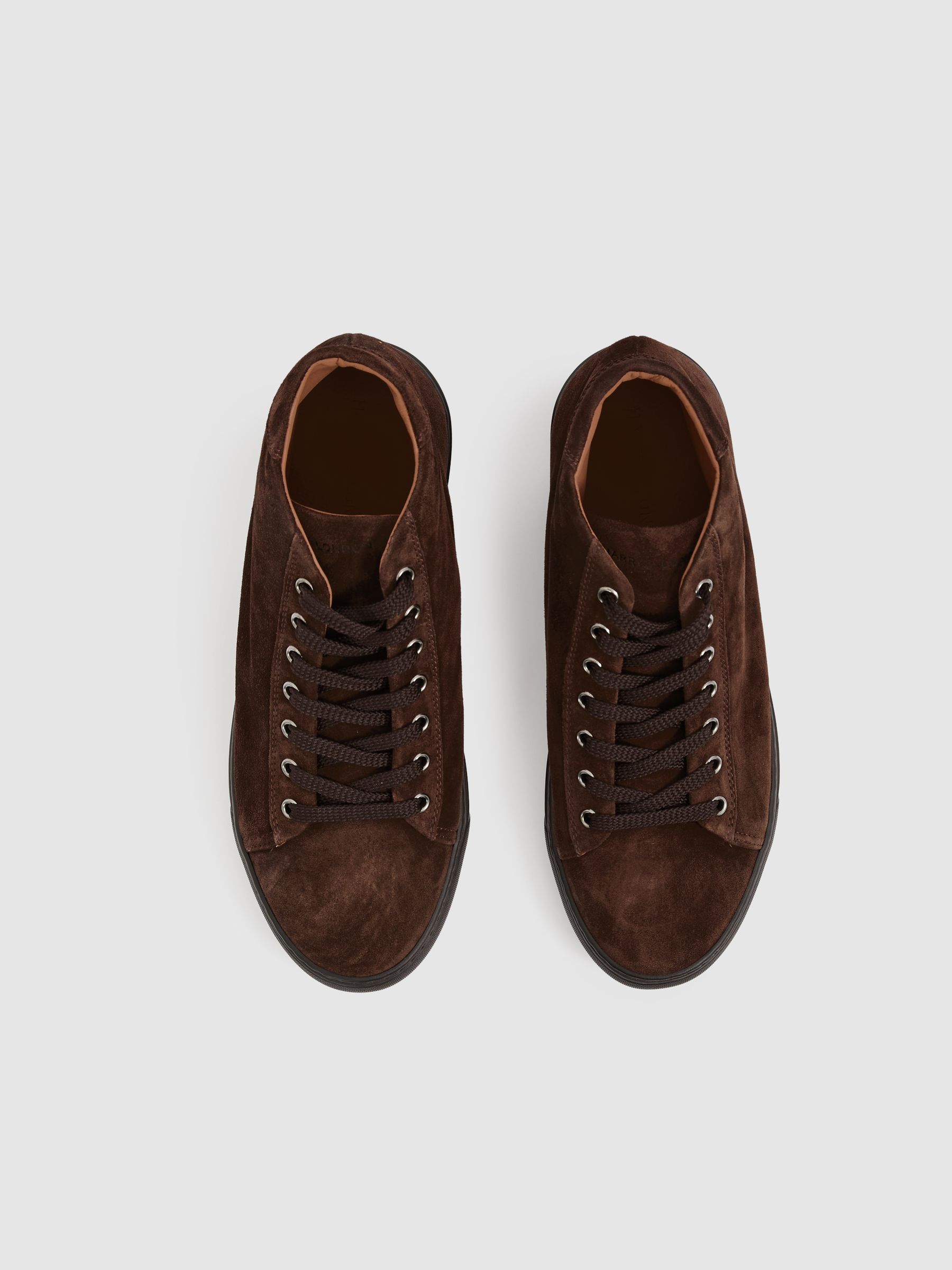 Harrys London Suede High-Top Trainers in Dark Brown - Image 2 of 4