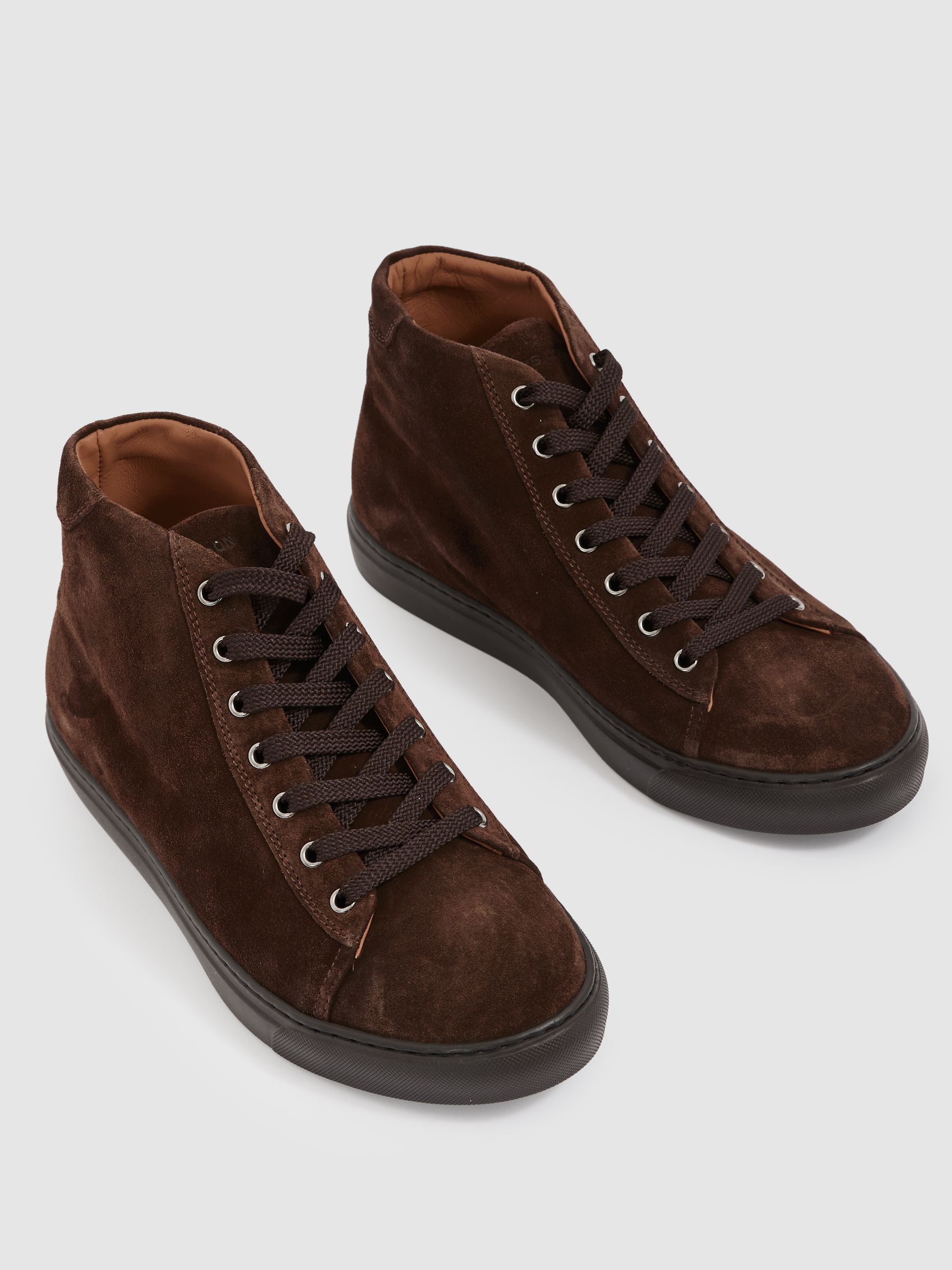 Harrys London Suede High-Top Trainers in Dark Brown - Image 4 of 4