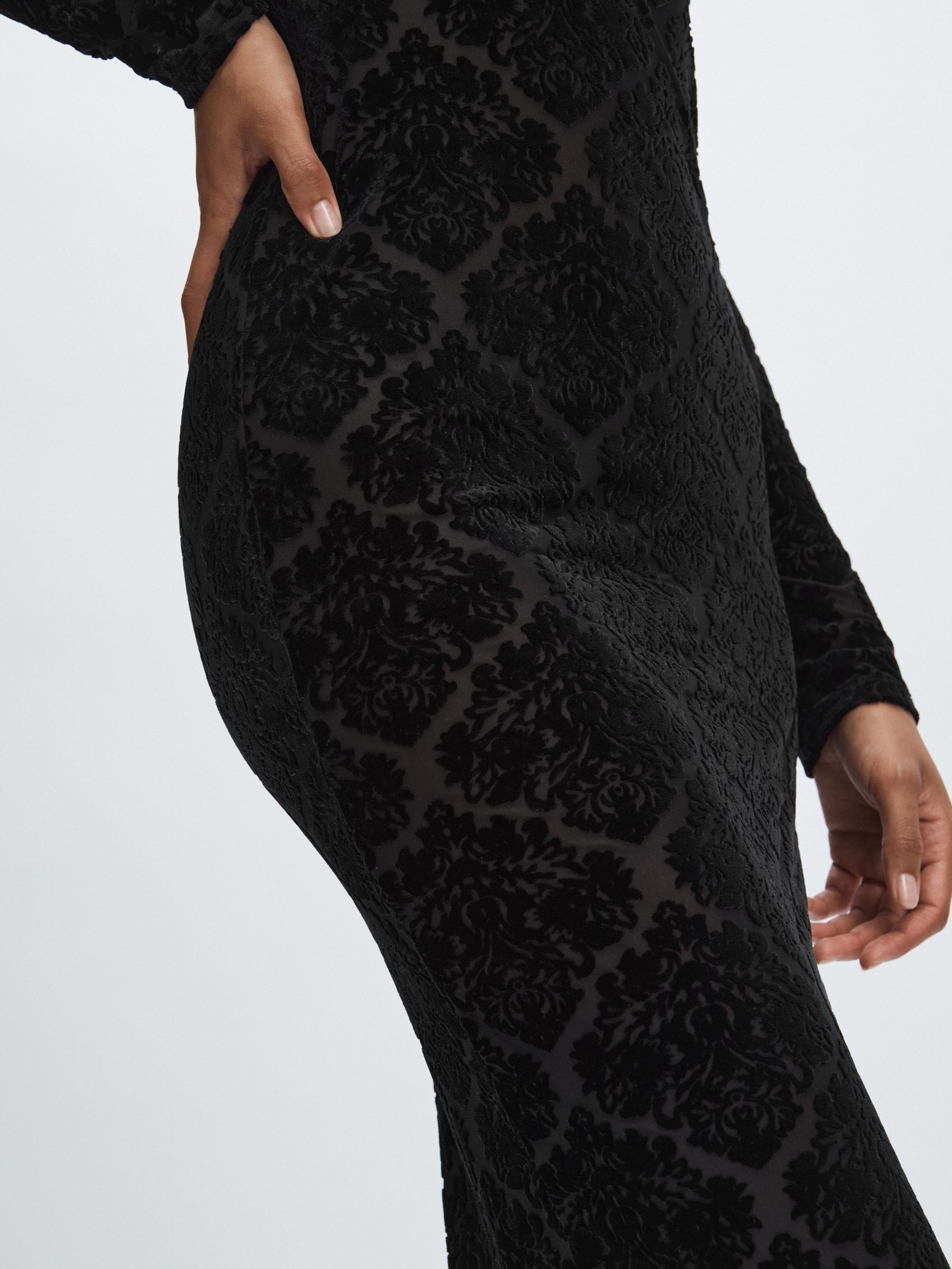 Paige Devoré Midi Dress in Black - Image 3 of 5