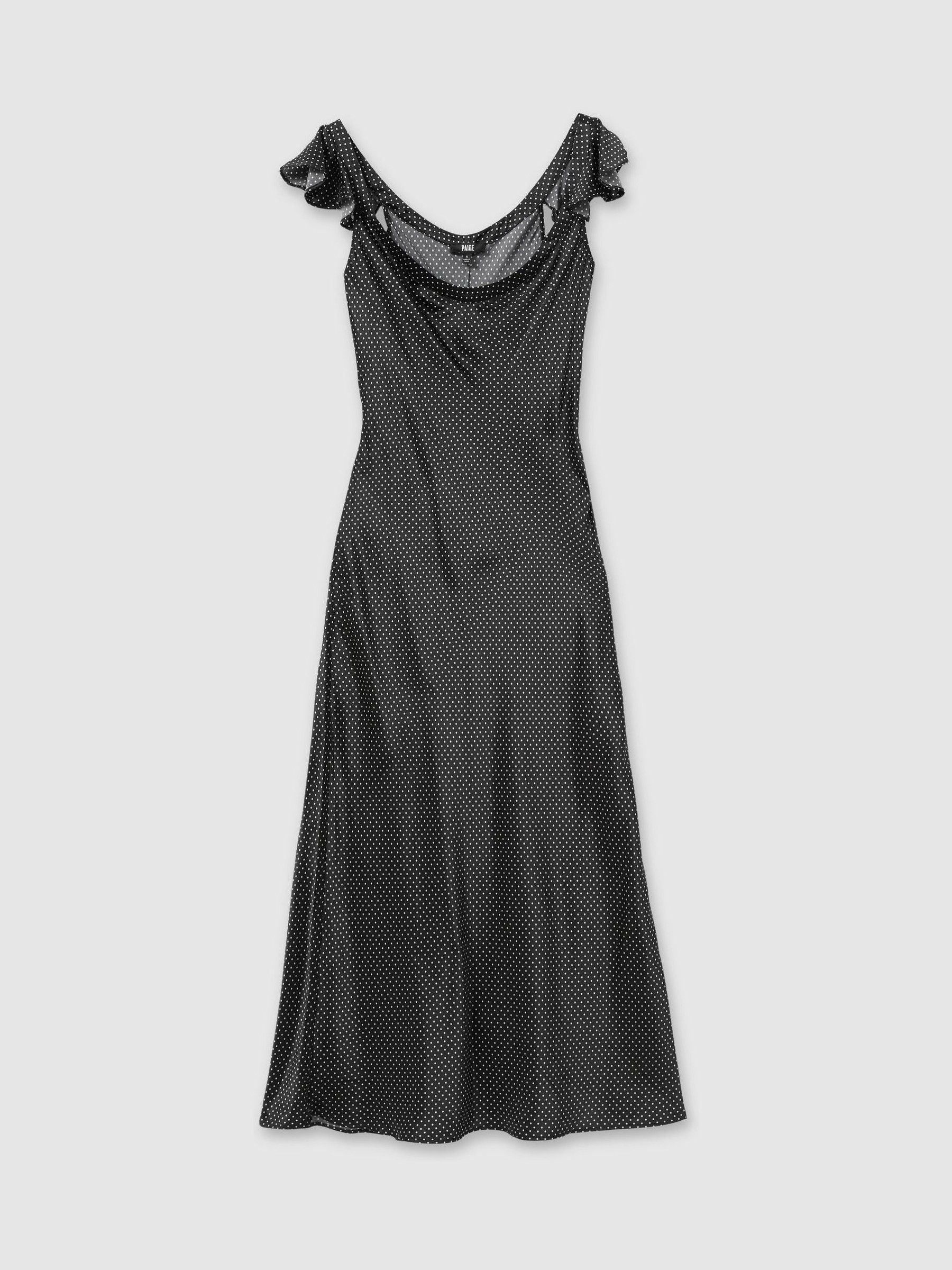 Paige Silk Satin Polka Dot Dress in Black - Image 2 of 6