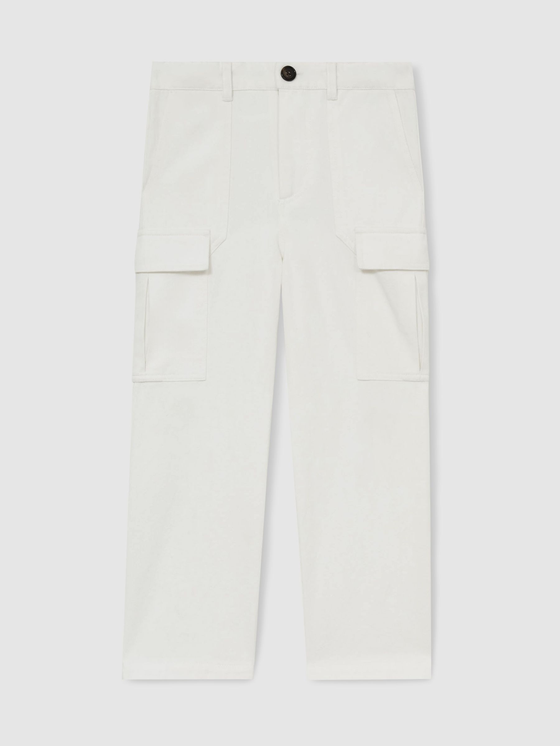 9-13 yrs 100% Cotton Straight Leg Cargo Trousers in Stone - Image 2 of 4