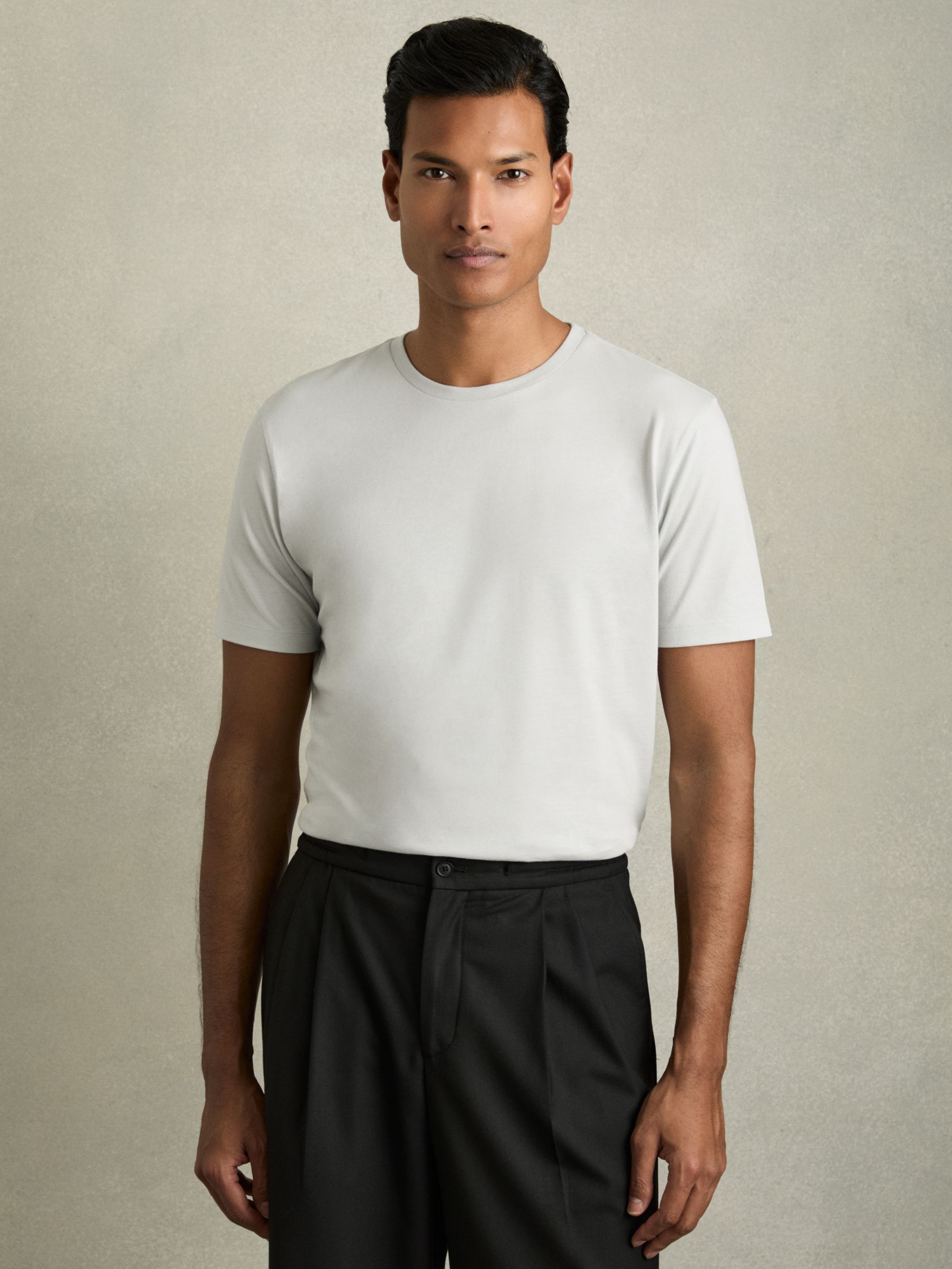 Cotton Crew Neck T-Shirt in Mint Blue - Image 3 of 7