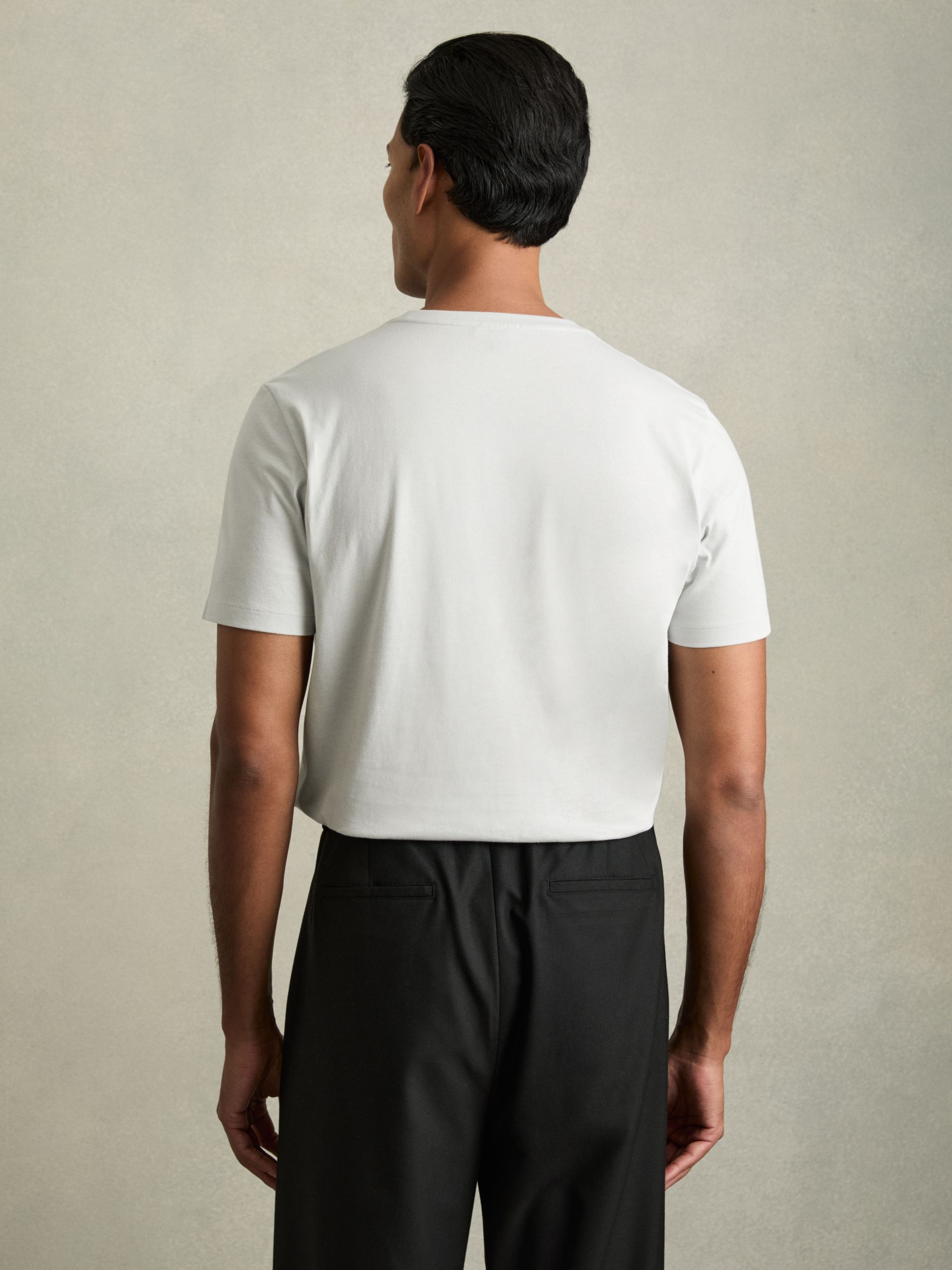 Cotton Crew Neck T-Shirt in Mint Blue - Image 5 of 7