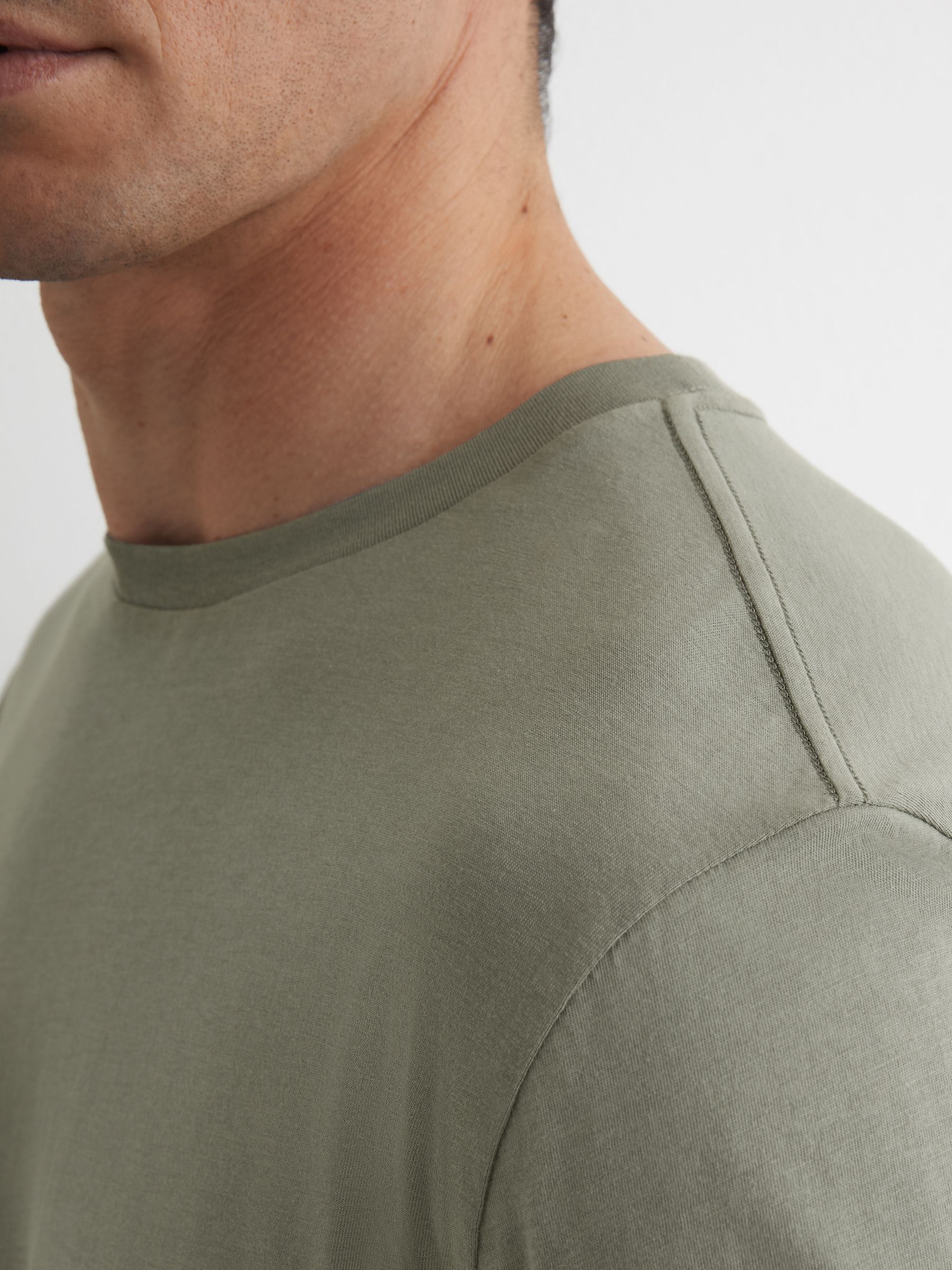 Cotton Crew-Neck Tailored-Fit T-Shirt in Dark Sage - image 4