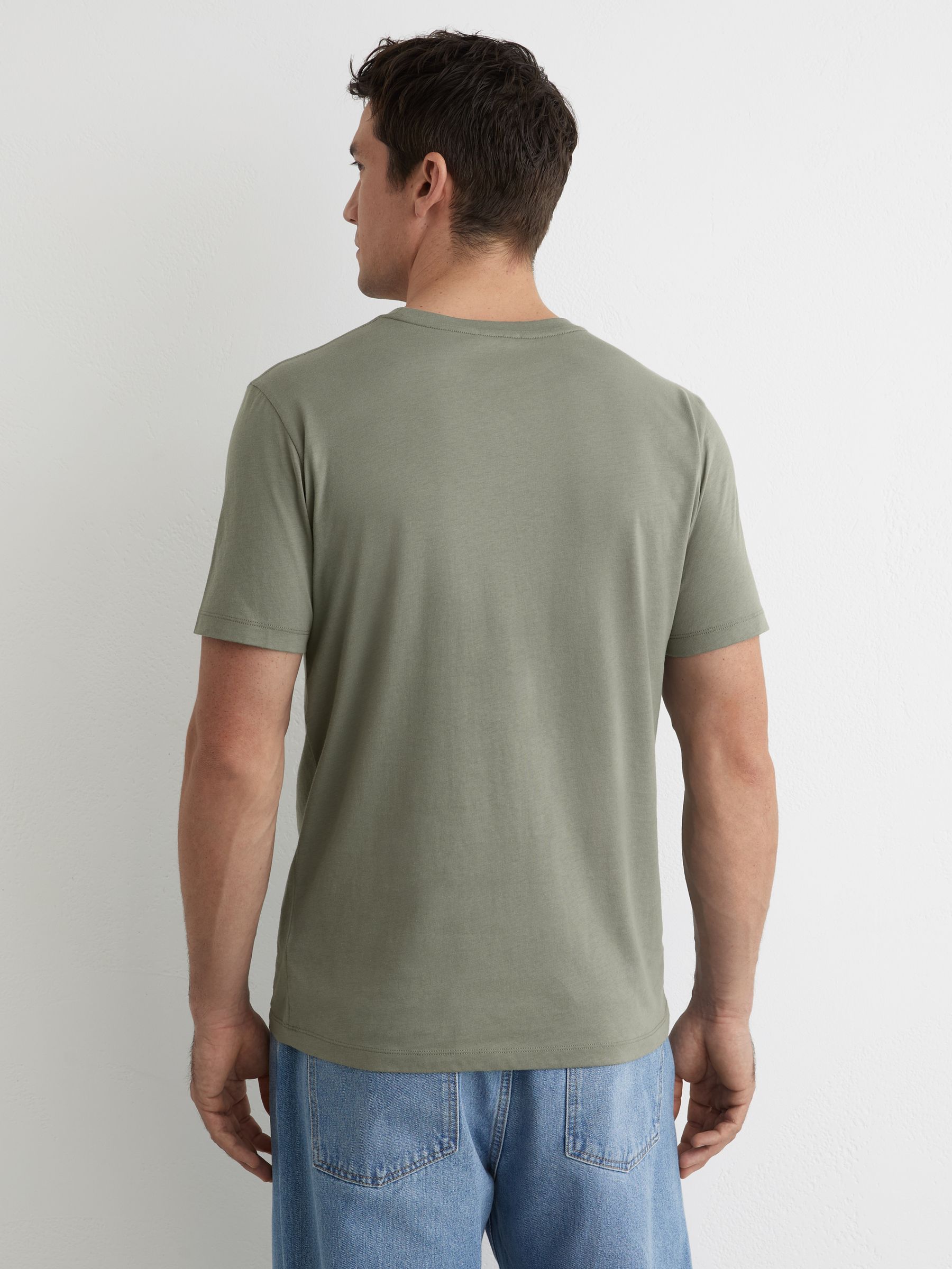 Cotton Crew-Neck Tailored-Fit T-Shirt in Dark Sage - image 5