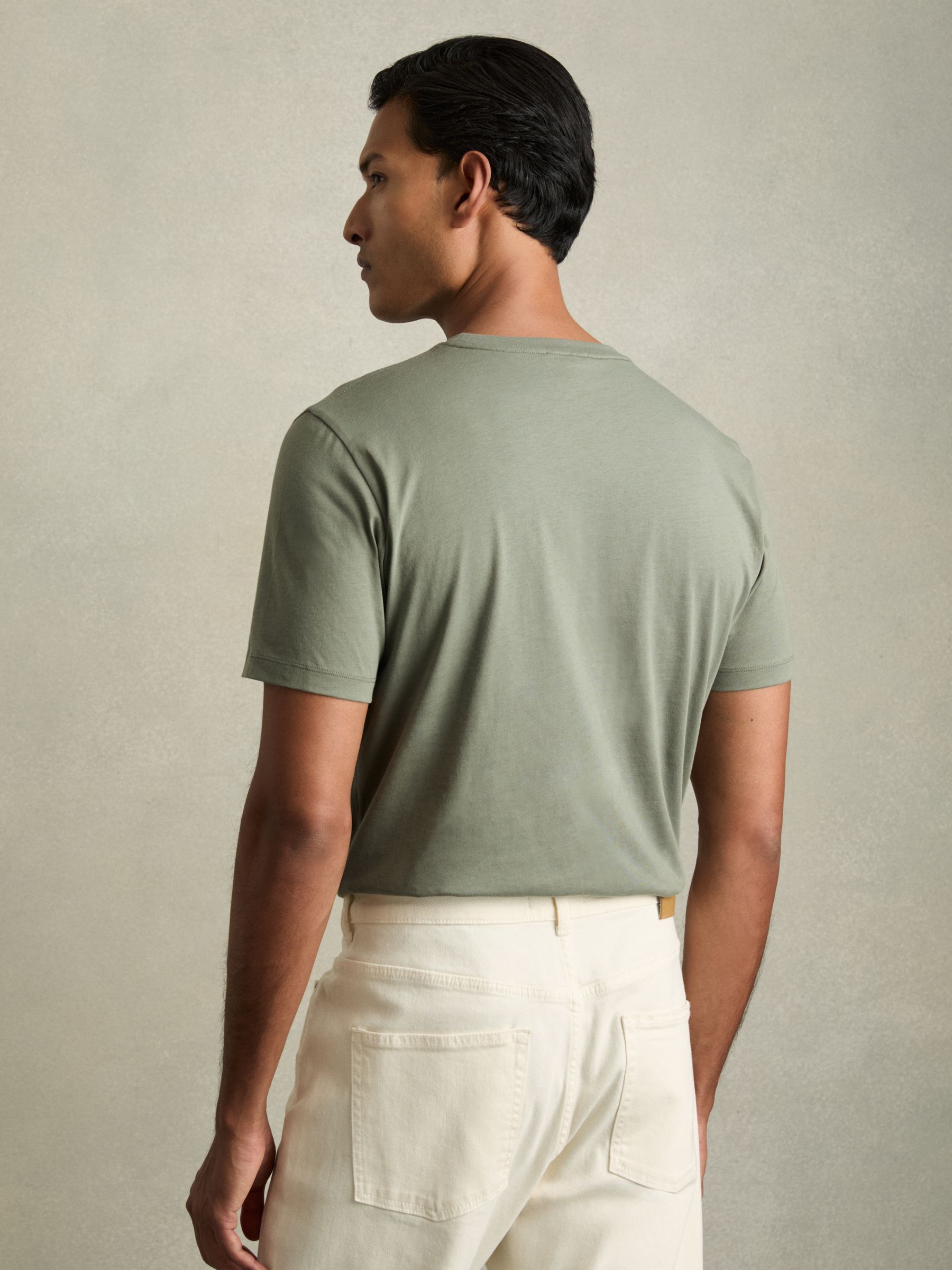 Crew Neck T-Shirt in Dark Sage - Image 5 of 6