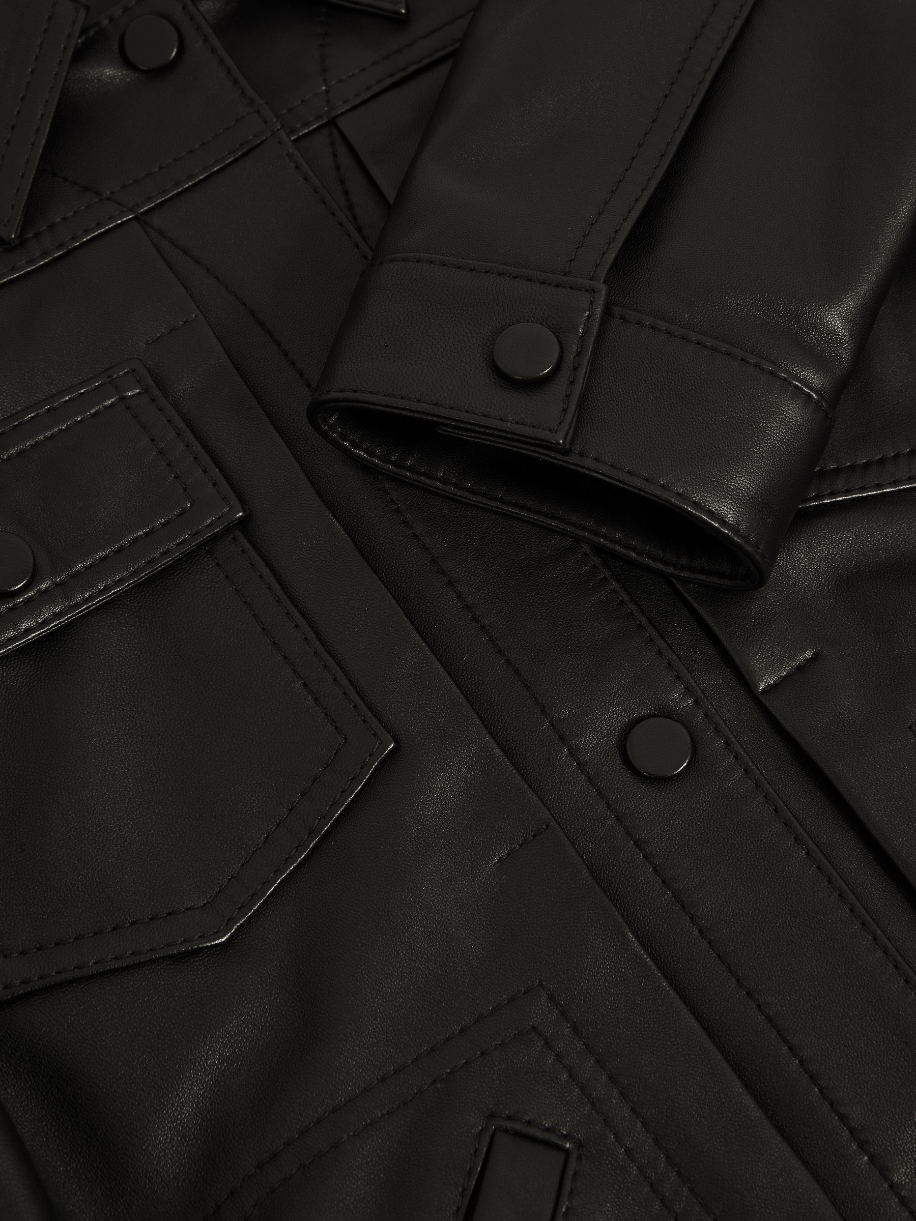 Leather Trucker Jacket in Black - Image 6 of 6