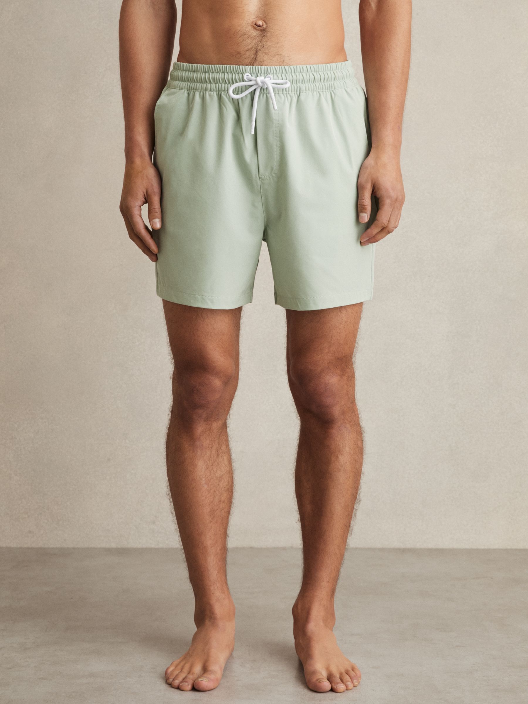 Drawstring Swim Shorts in Mint Green - Image 1 of 6