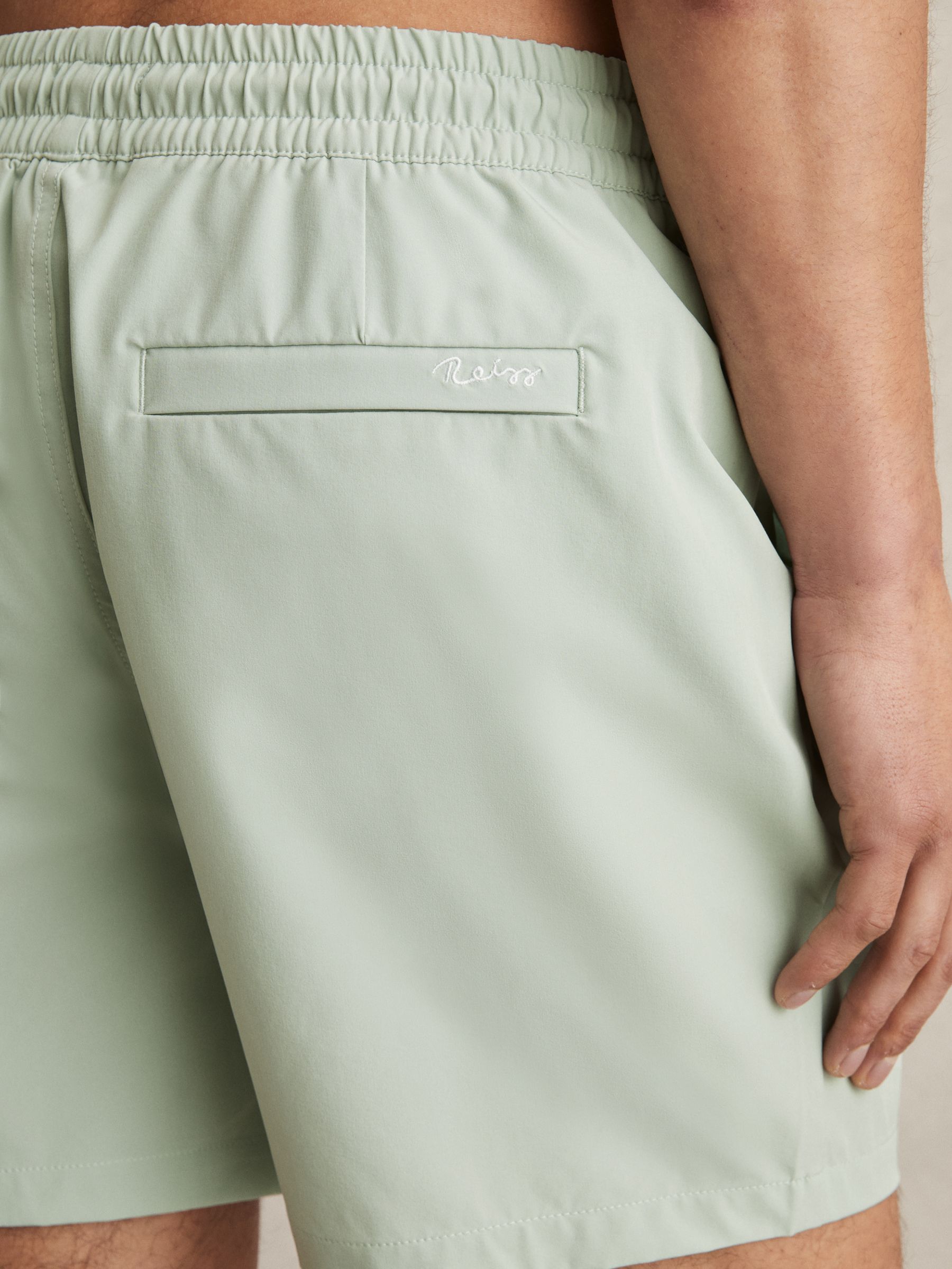 Drawstring Swim Shorts in Mint Green - Image 5 of 6