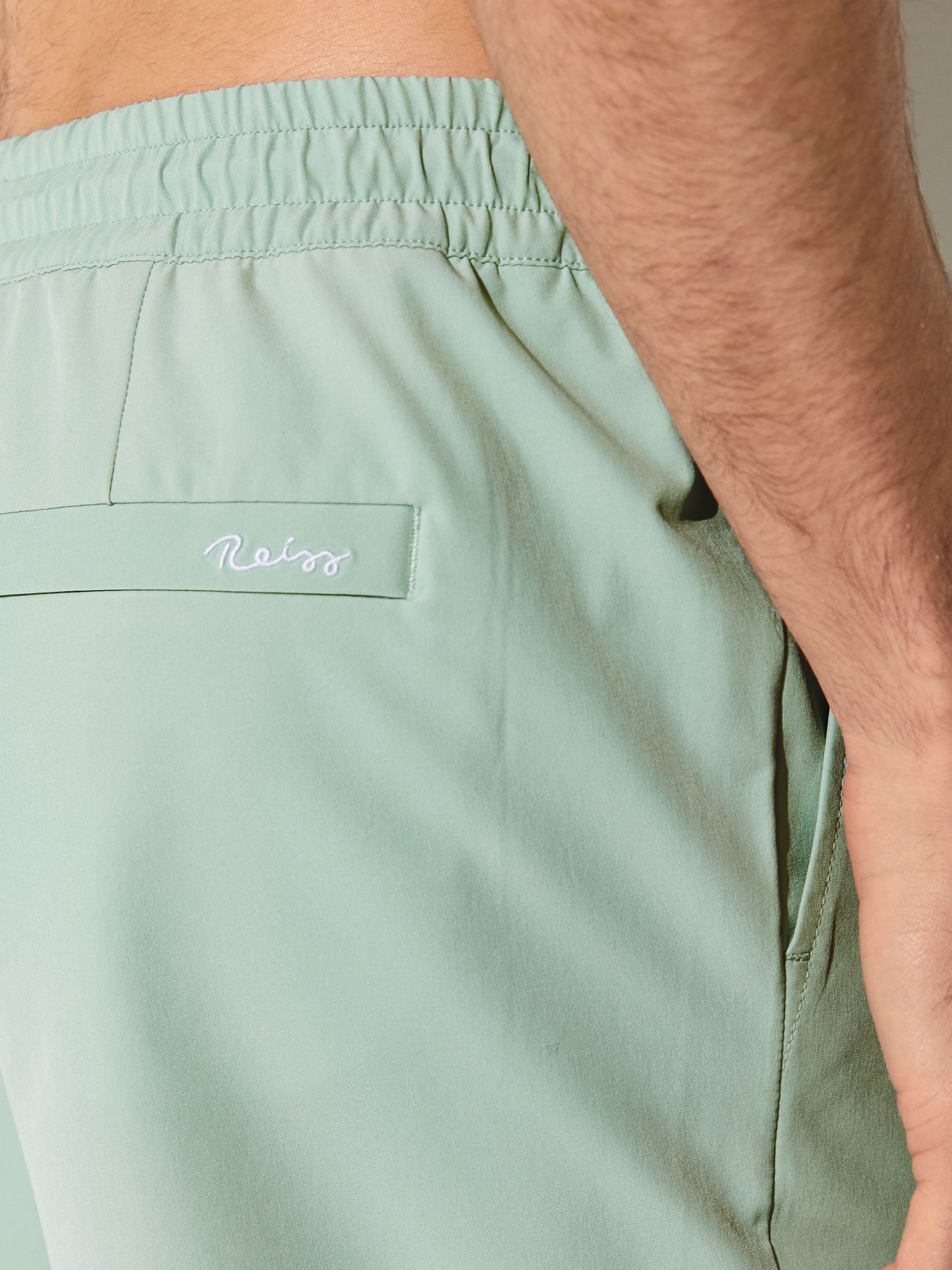 Drawstring Swim Shorts in Mint Green - Image 7 of 8