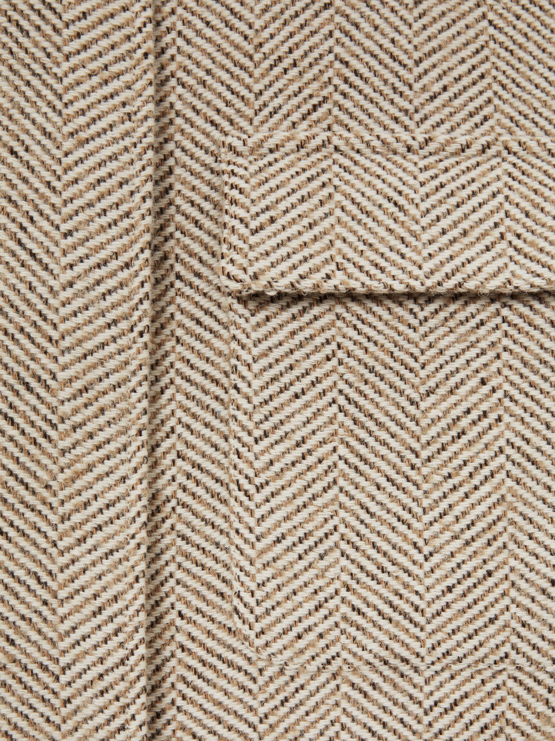 Funnel-Neck Herringbone Coat With Wool in Neutral - Image 6 of 6