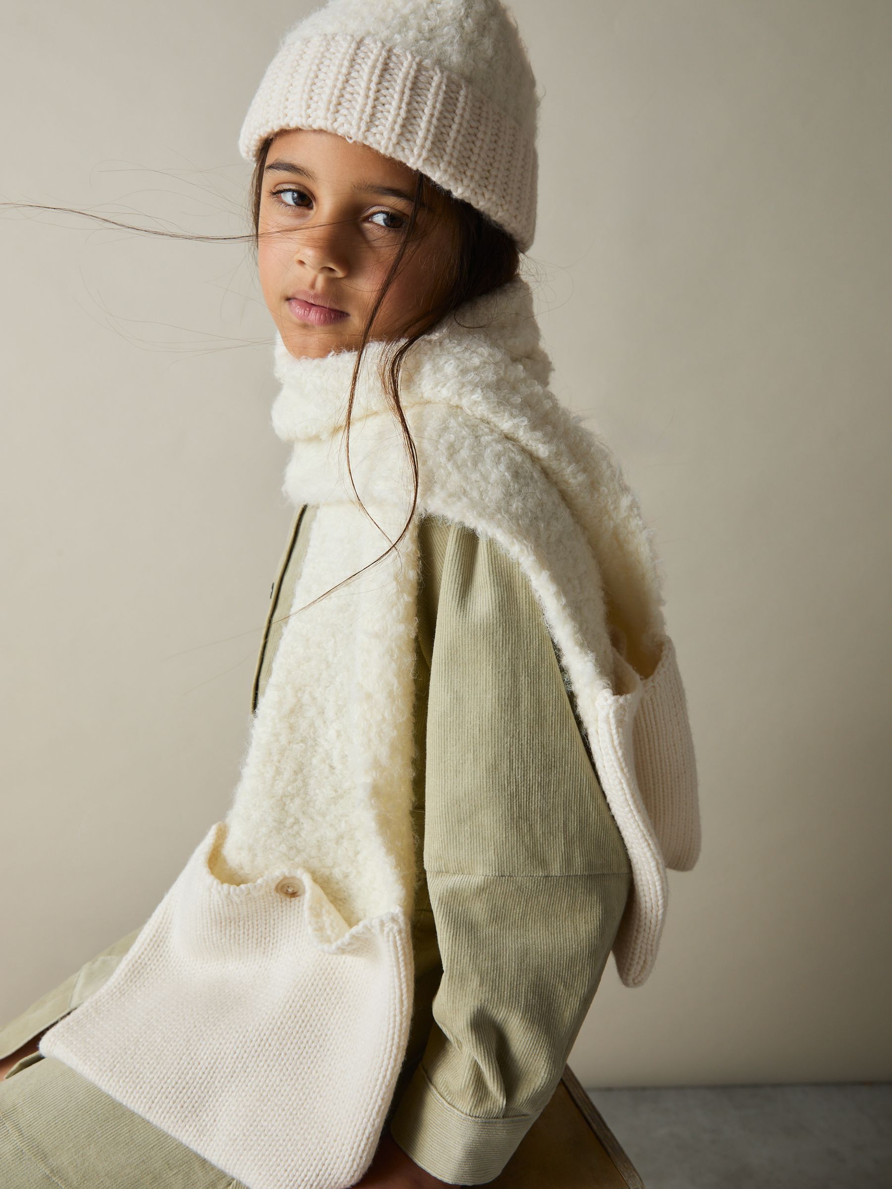 Fluffy Beanie With Wool in Cream - Image 2 of 4