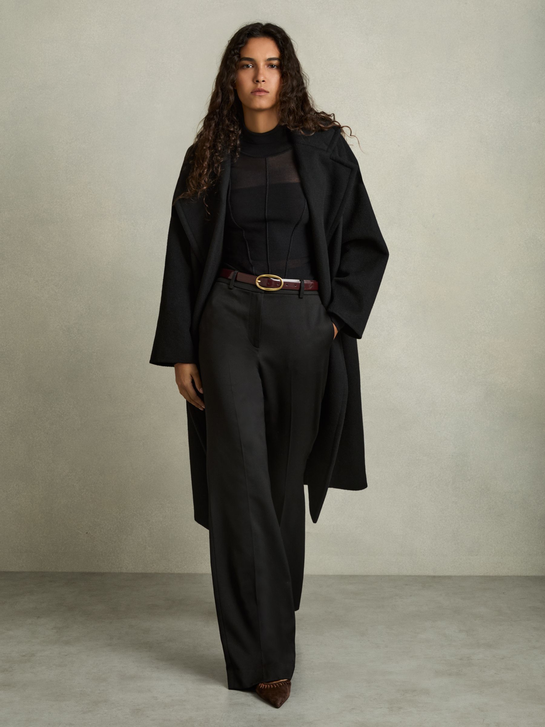 Wide-Leg Tailored Trousers in Black - Image 1 of 7