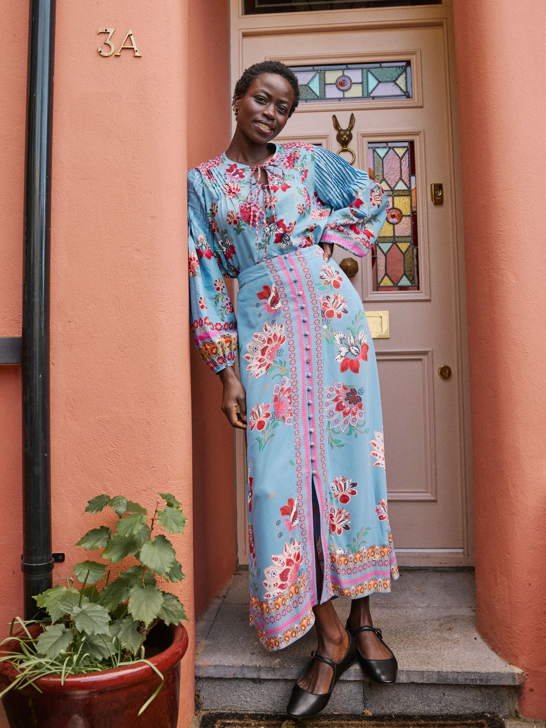 Bright Blue Arabella Midi Skirt - Image 1 of 6